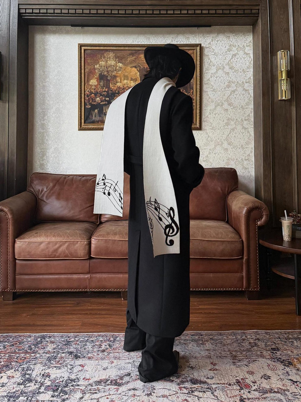 BALITONE Soft Faux Rabbit Fur Chinese Style Neck Warmer Unisex Black Scarves