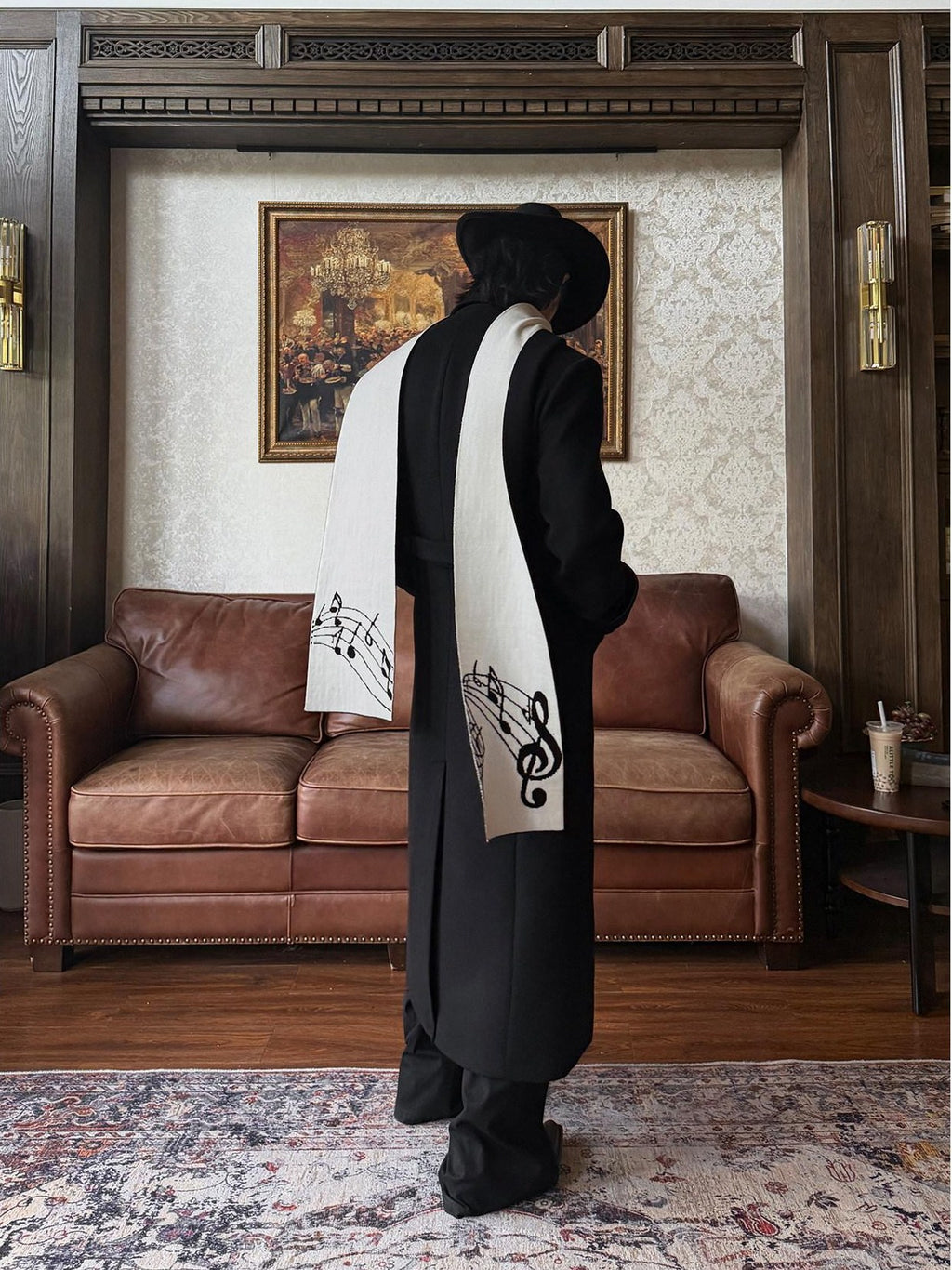 BALITONE Soft Faux Rabbit Fur Chinese Style Neck Warmer Unisex Black Scarves