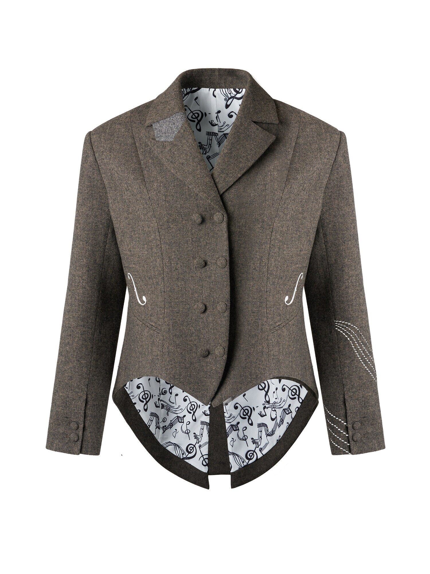 BALITONE_Soft_Wool_Blend_Notch_Lapel_Button_Detail_Unisex_Olive_Brown_Embroidered_Blazers_MISSTT