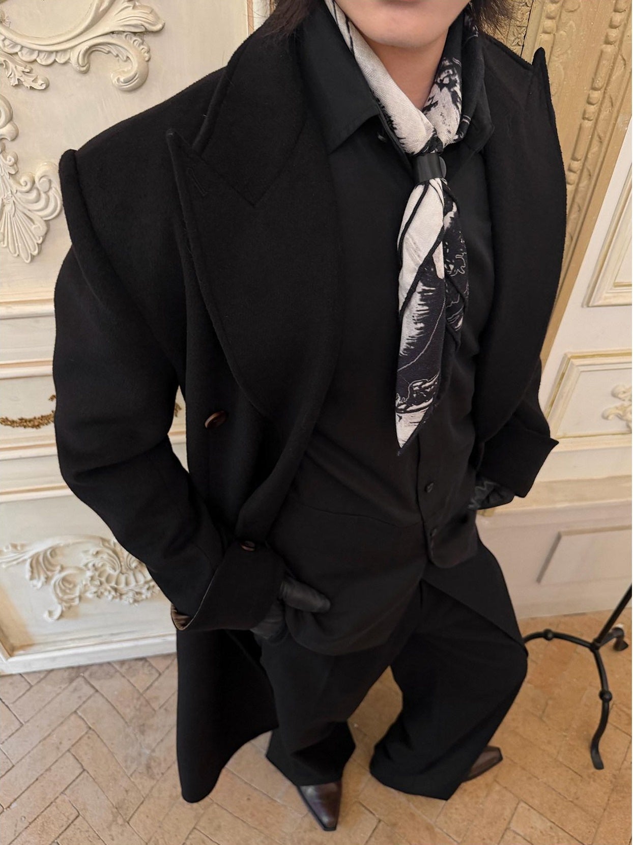 BALITONE Soft Wool Digital Print Gradient Small Square Unisex Black Ties & Pocket Squares