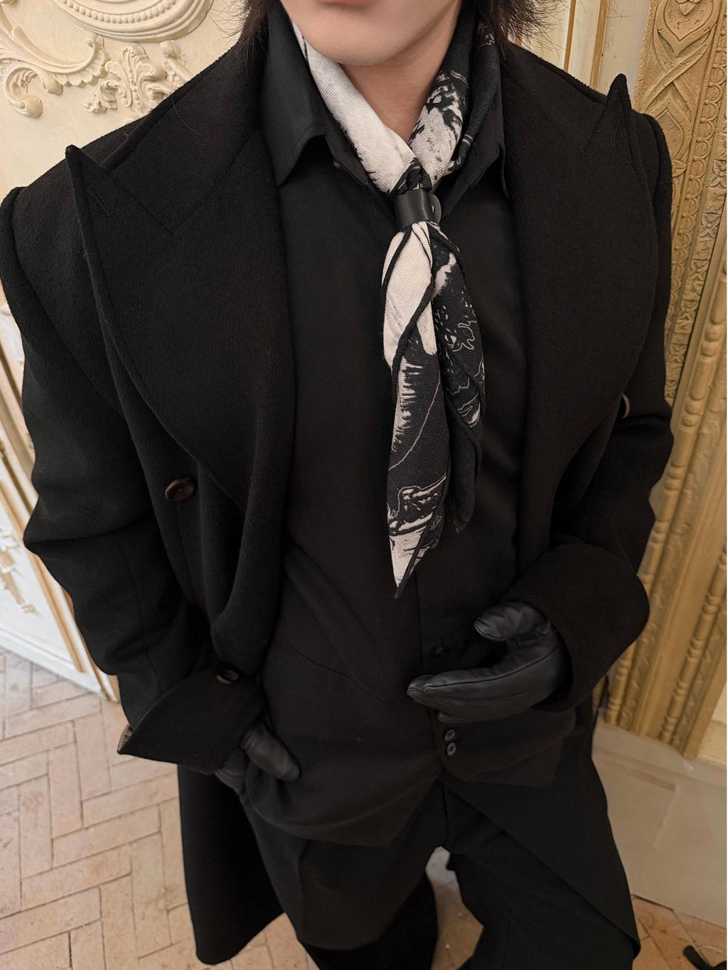 BALITONE Soft Wool Digital Print Gradient Small Square Unisex Black Ties & Pocket Squares
