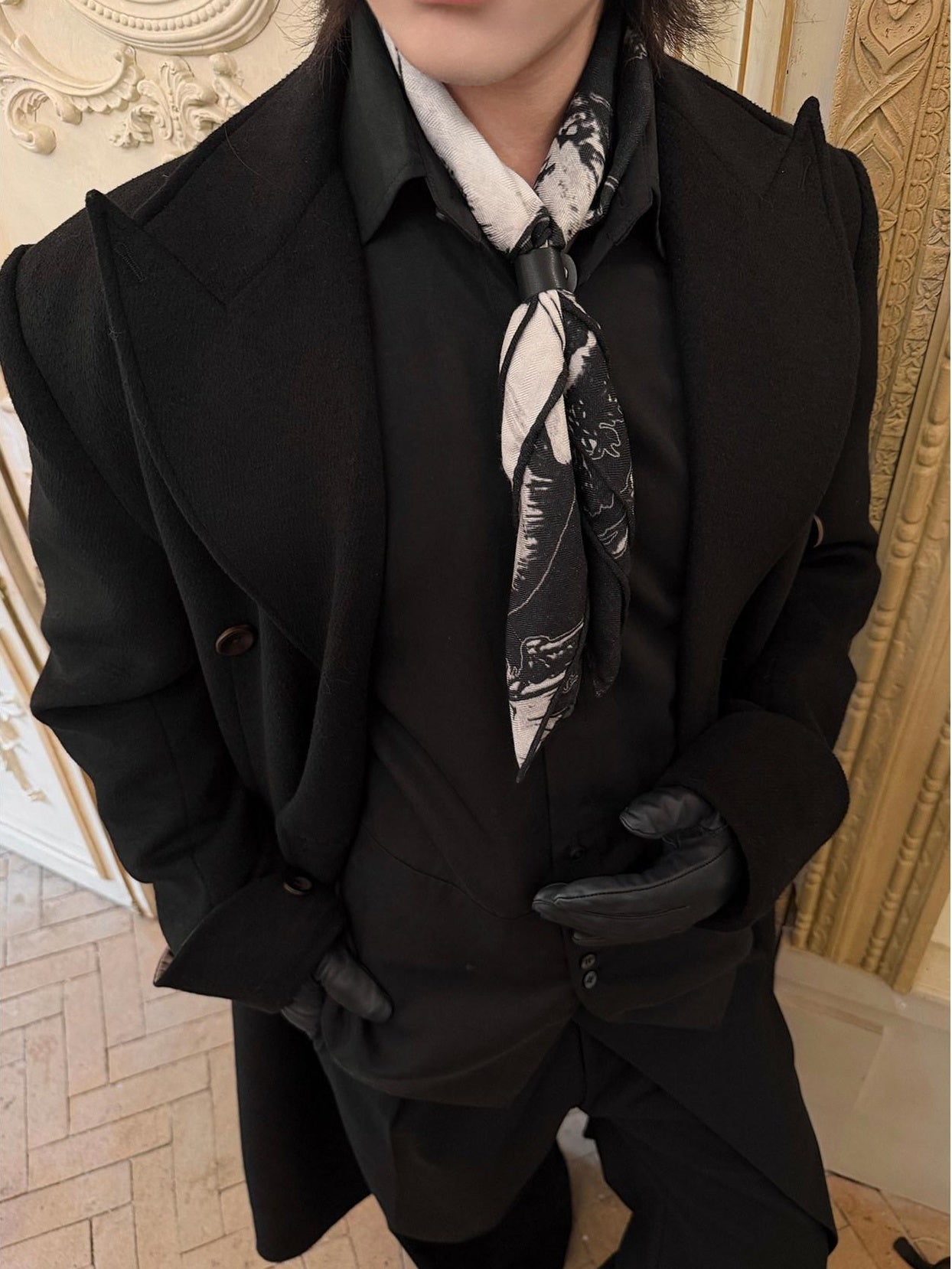 BALITONE Soft Wool Digital Print Gradient Small Square Unisex Black Ties & Pocket Squares