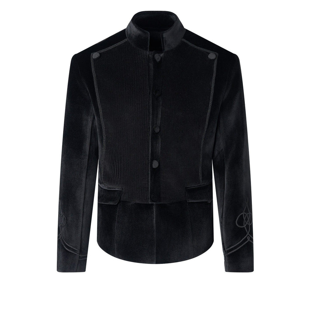 BALITONE_Velvet_Slim_Single_Button_Waterproof_Premium_Black_Mandarin-Collar_Blazers_MISSTT