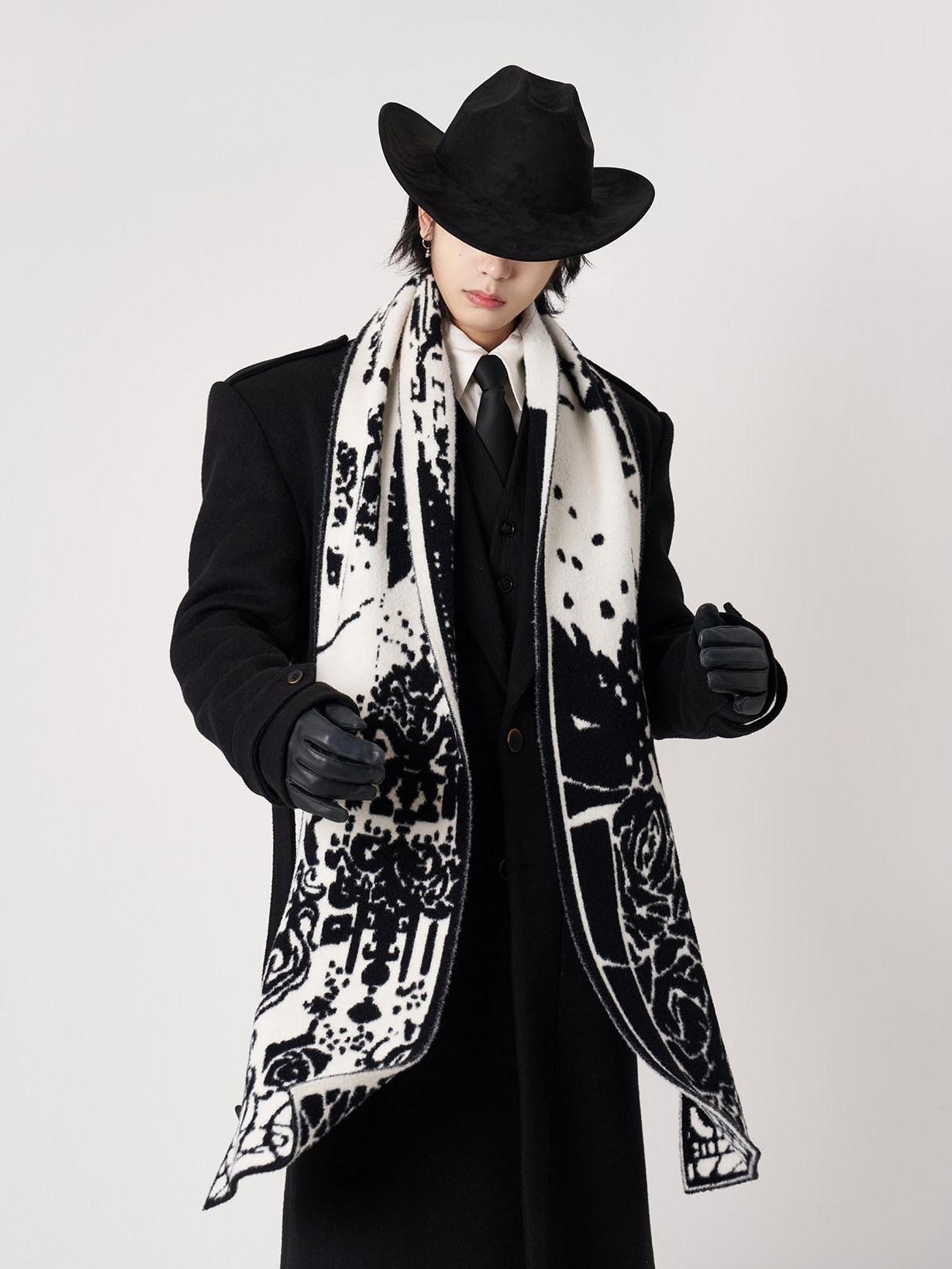 BALITONE Warm Faux Rabbit Fur Hand Painted British Neck Wrap Unisex Reversible Scarves