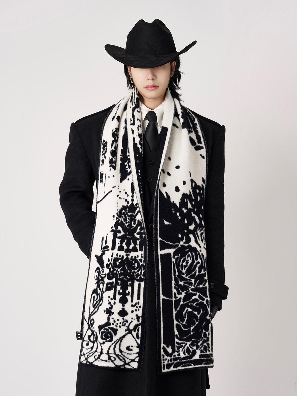 BALITONE Warm Faux Rabbit Fur Hand Painted British Neck Wrap Unisex Reversible Scarves