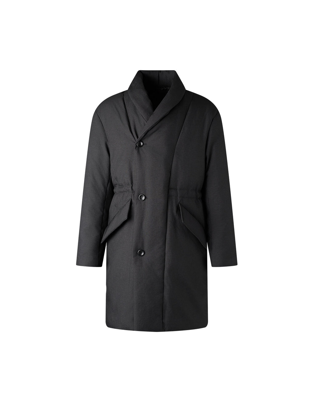 BALITONE_Warm_Insulated_Loose_Cleanfit_Midlength_Lapel_Button_Black_Puffer_Down_Jackets_MISSTT
