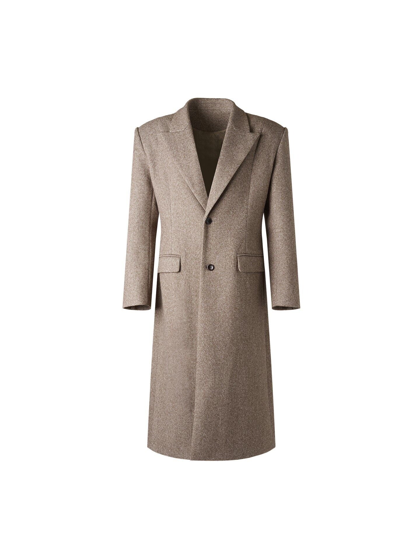 BALITONE_Warm_Non_Iron_Slim_Long_Single_Breasted_Blazer_Collar_Youth_Gray_Brown_Overcoats_MISSTT