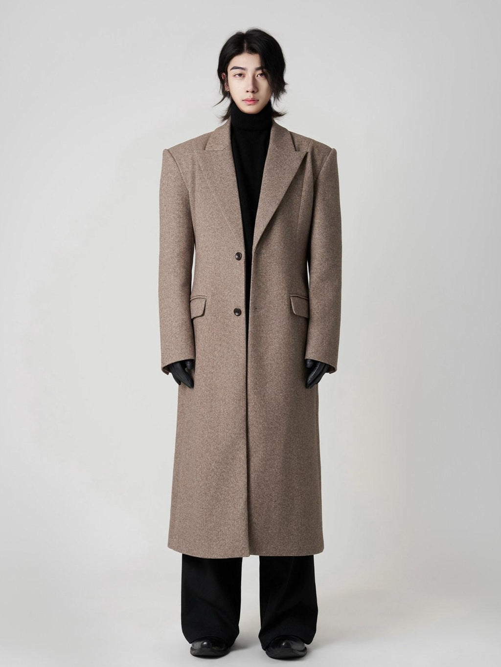 BALITONE Warm Non Iron Slim Long Single Breasted Blazer Collar Youth Gray Brown Overcoats