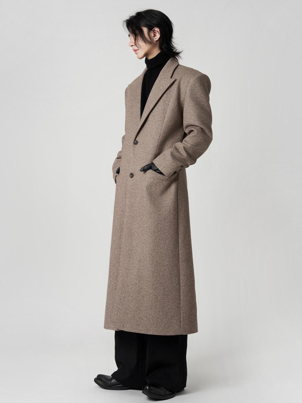 BALITONE Warm Non Iron Slim Long Single Breasted Blazer Collar Youth Gray Brown Overcoats