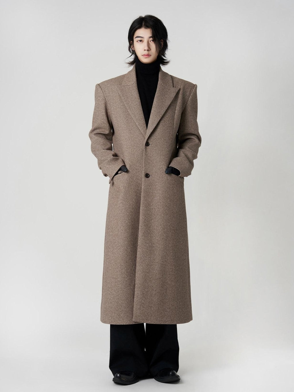 BALITONE Warm Non Iron Slim Long Single Breasted Blazer Collar Youth Gray Brown Overcoats
