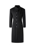 BALITONE_Warm_Non_Iron_Slim_Metal_Collar_Youth_Black_Long_Slanted_Pockets_Trench_Coats_MISSTT