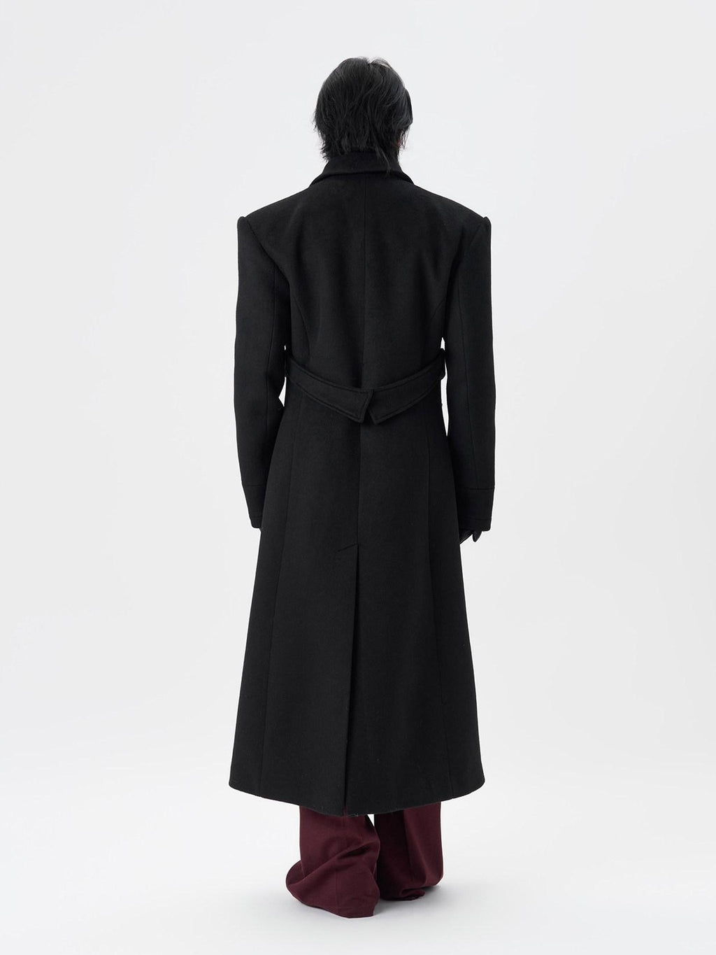 BALITONE Warm Non Iron Slim Metal Collar Youth Black Long Slanted Pockets Trench Coats