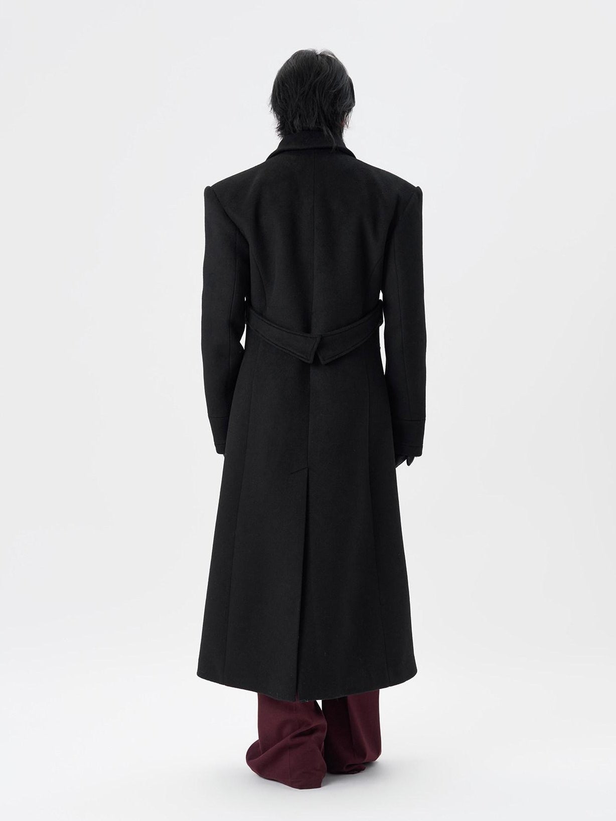BALITONE Warm Non Iron Slim Metal Collar Youth Black Long Slanted Pockets Trench Coats