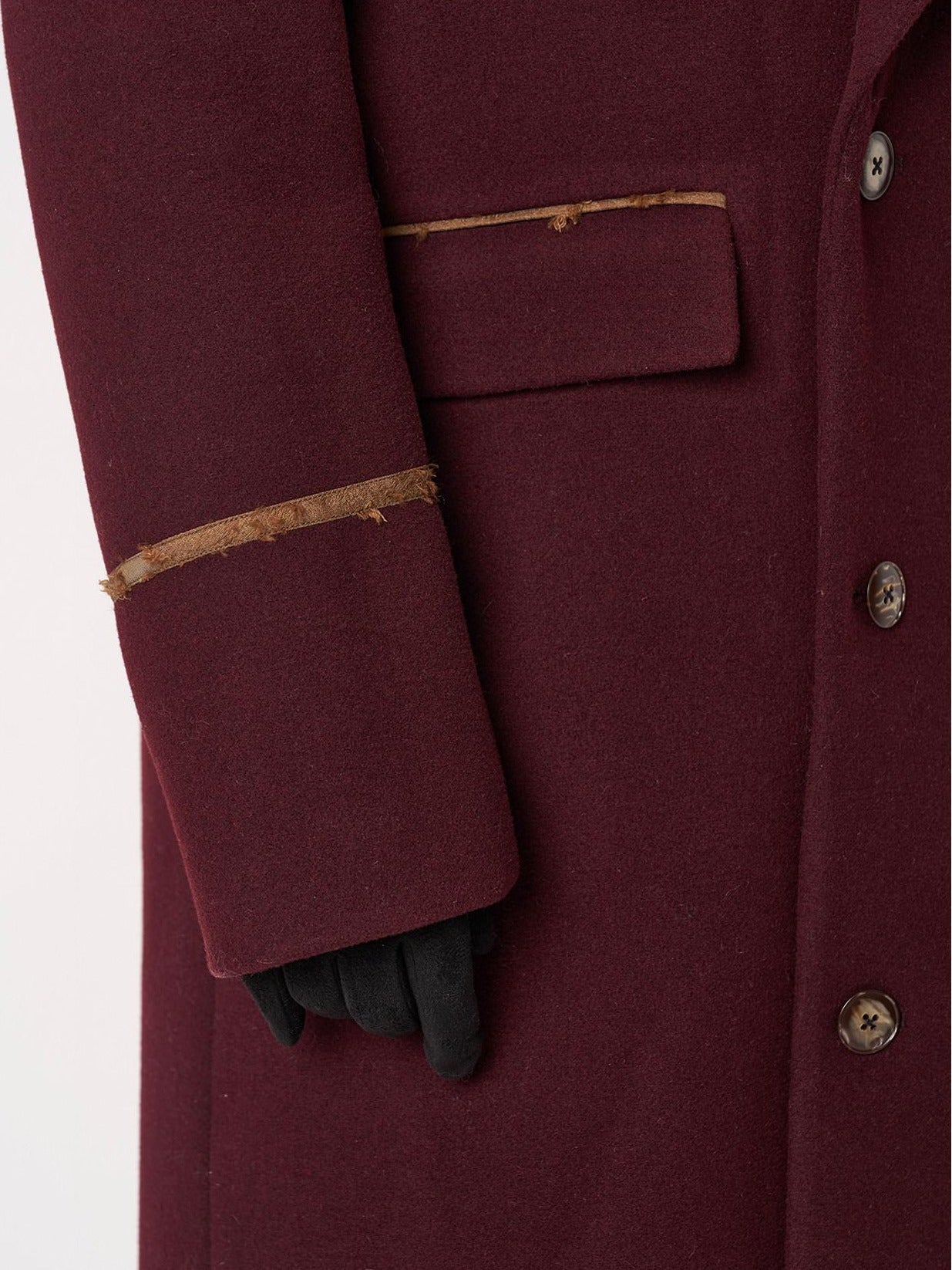 BALITONE Warm Noniron Oversized Longline Lapel Youth Urban Burgundy Solid Wool Blazers