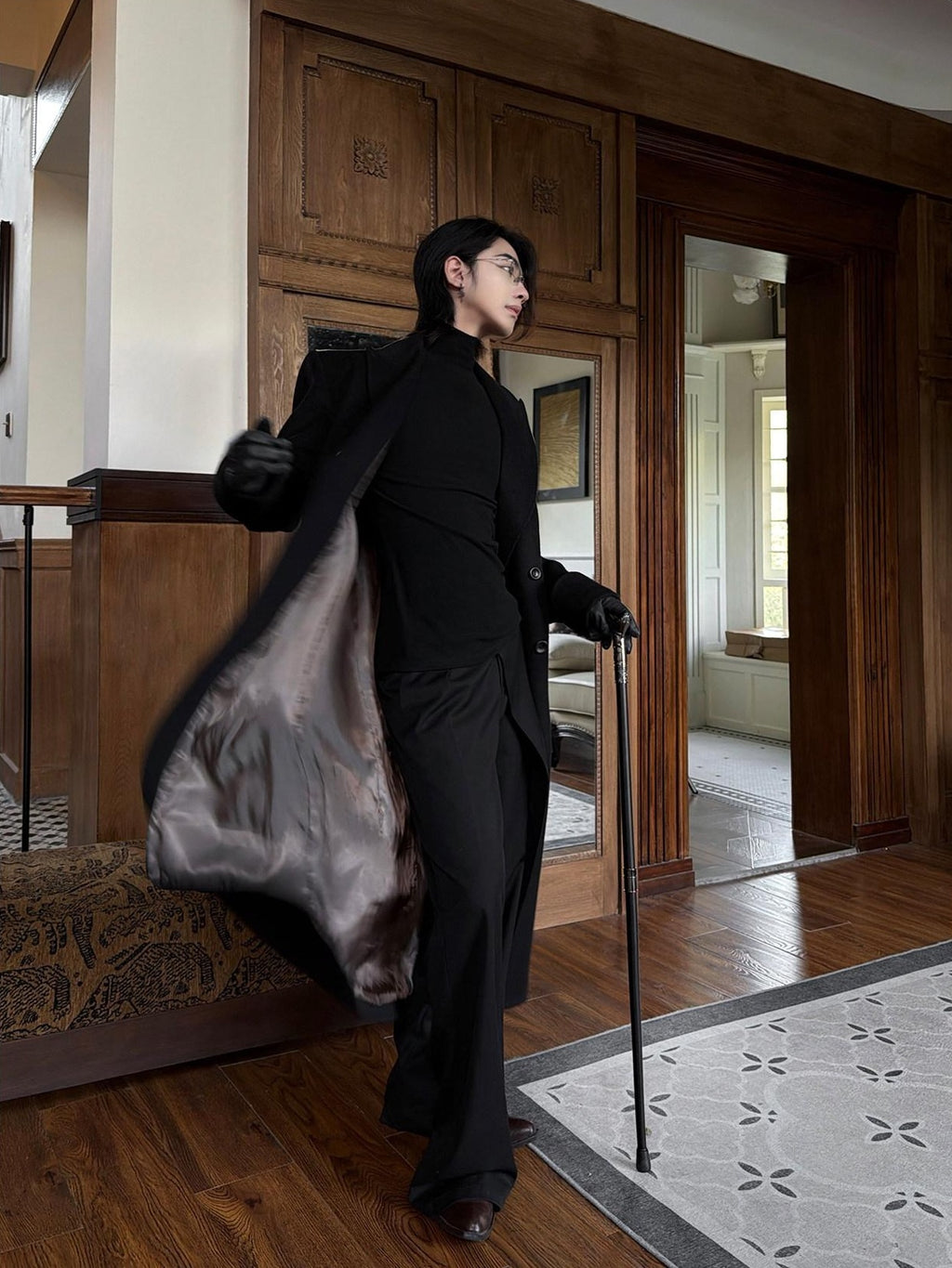 BALITONE Warm Noniron Relaxed Doublebreasted Long Flap Pocket Black Wool Blazers