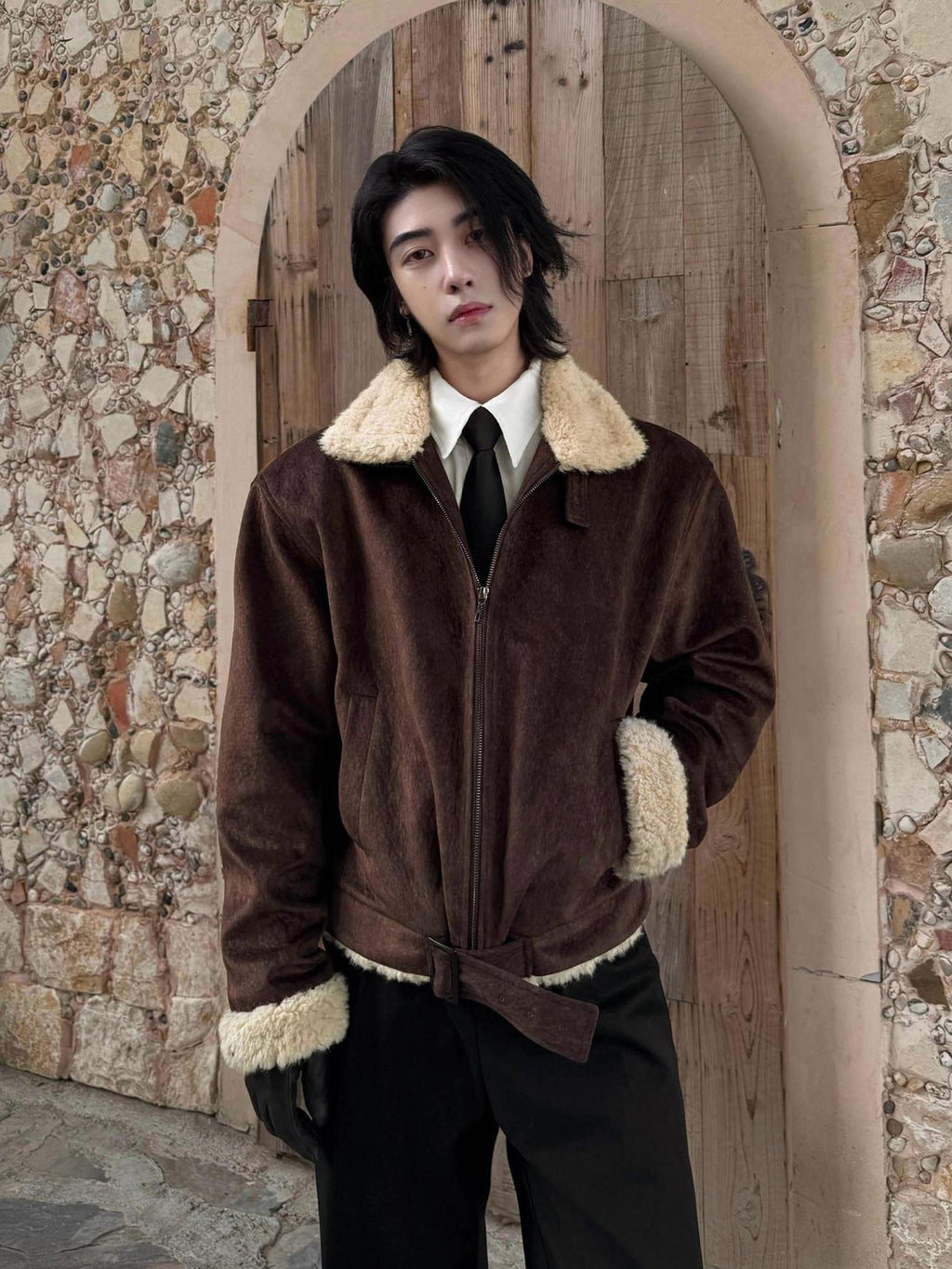 BALITONE Warm Silk Cotton Filled Cleanfit Brown Casual Youth Zipper Puffer Jackets
