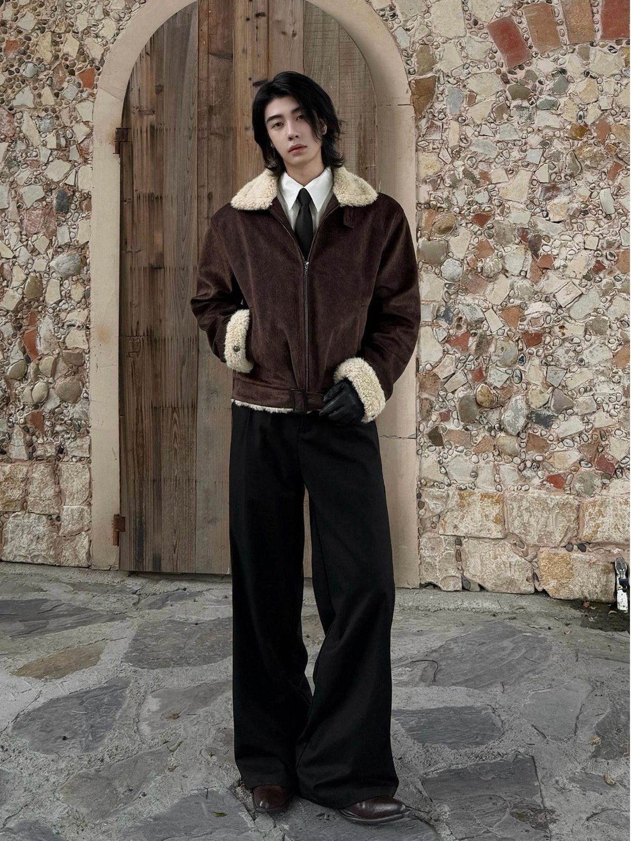BALITONE Warm Silk Cotton Filled Cleanfit Brown Casual Youth Zipper Puffer Jackets