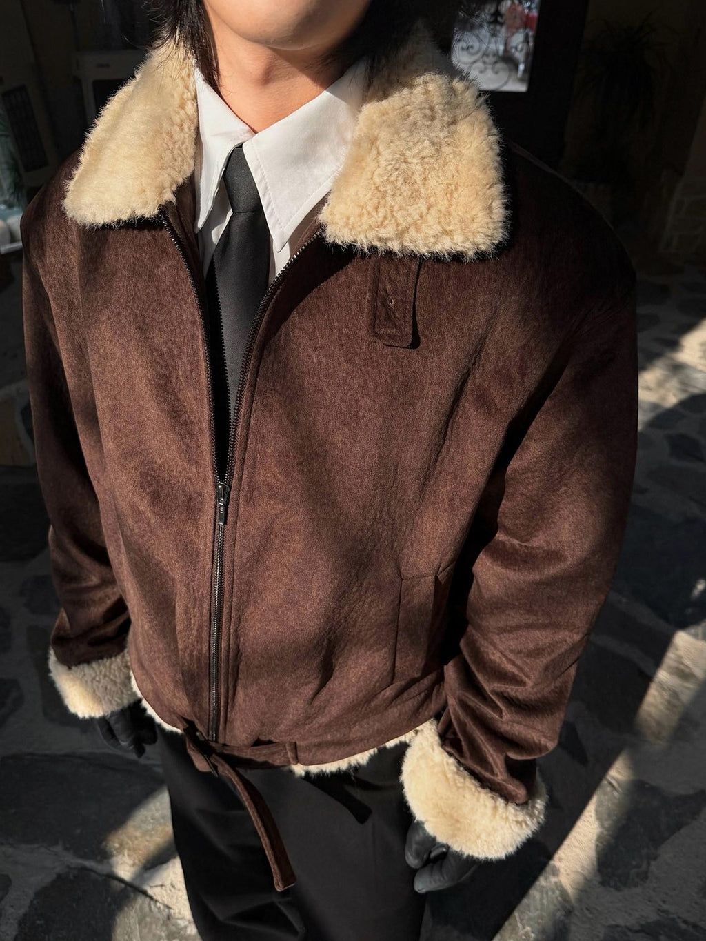 BALITONE Warm Silk Cotton Filled Cleanfit Brown Casual Youth Zipper Puffer Jackets