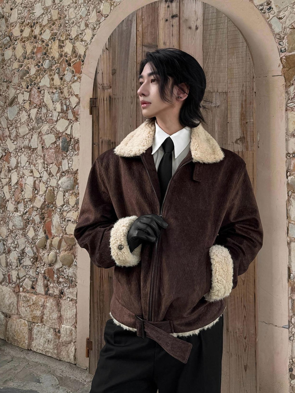 BALITONE Warm Silk Cotton Filled Cleanfit Brown Casual Youth Zipper Puffer Jackets