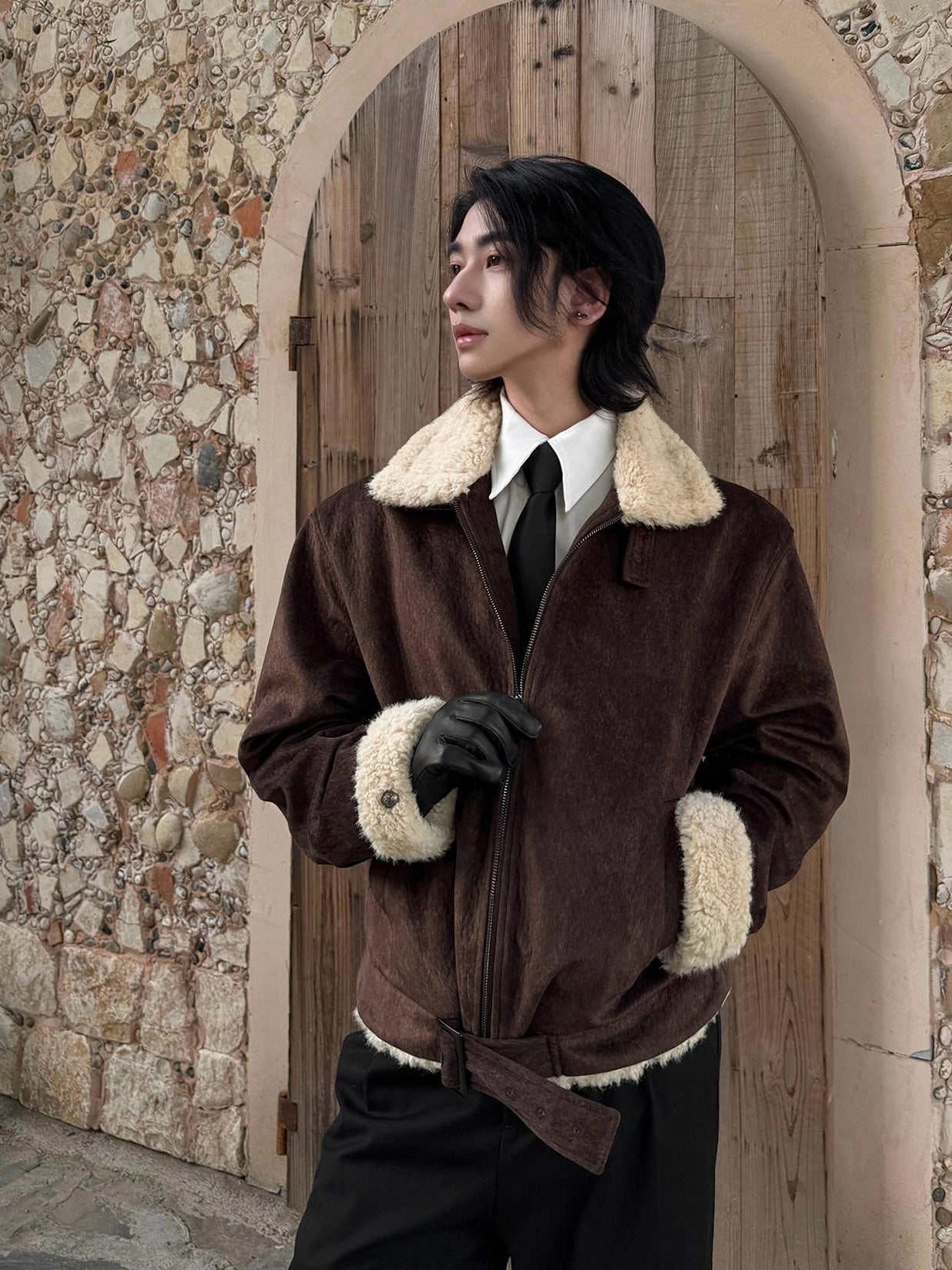 BALITONE Warm Silk Cotton Filled Cleanfit Brown Casual Youth Zipper Puffer Jackets