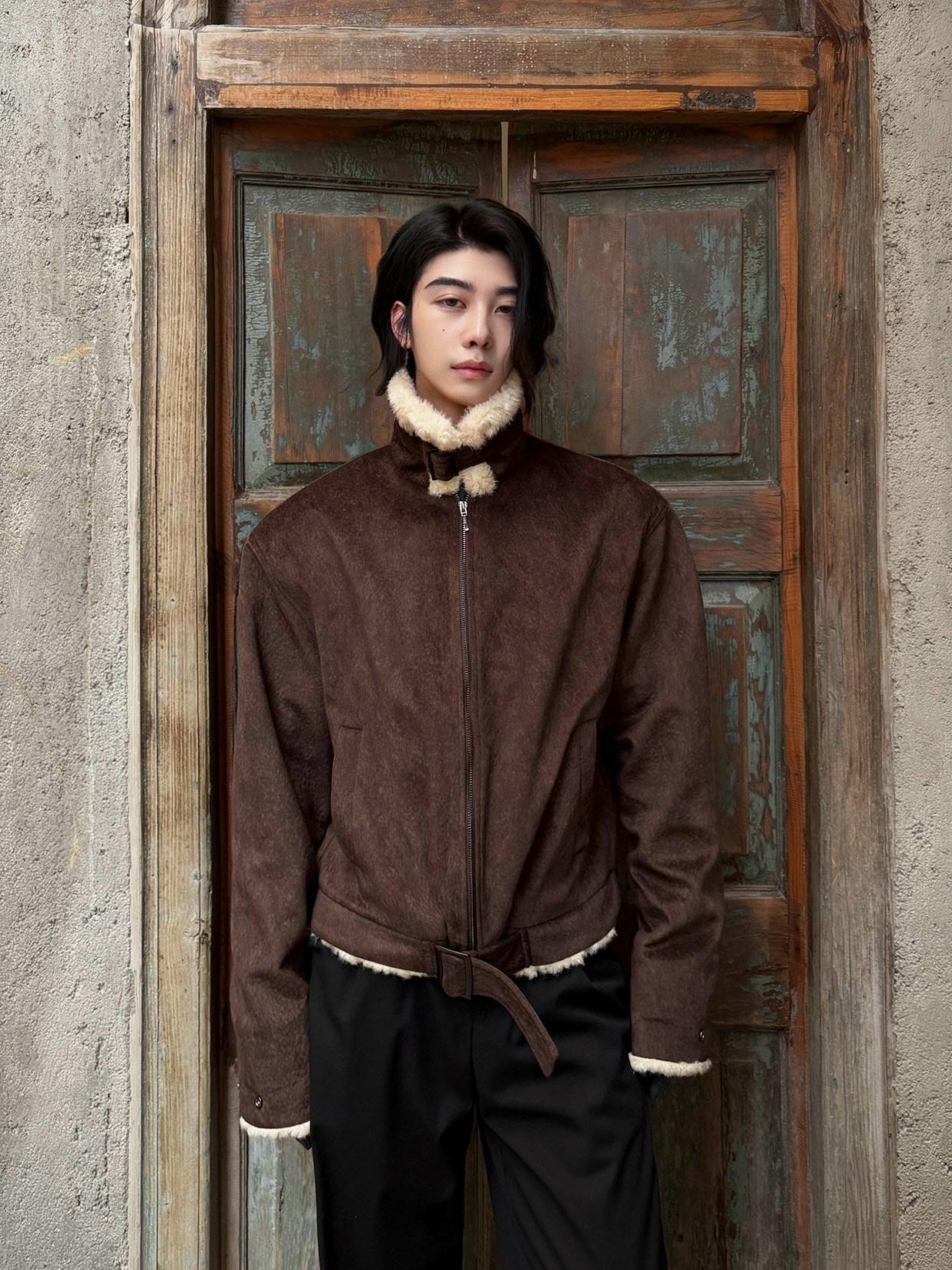 BALITONE Warm Silk Cotton Filled Cleanfit Brown Casual Youth Zipper Puffer Jackets