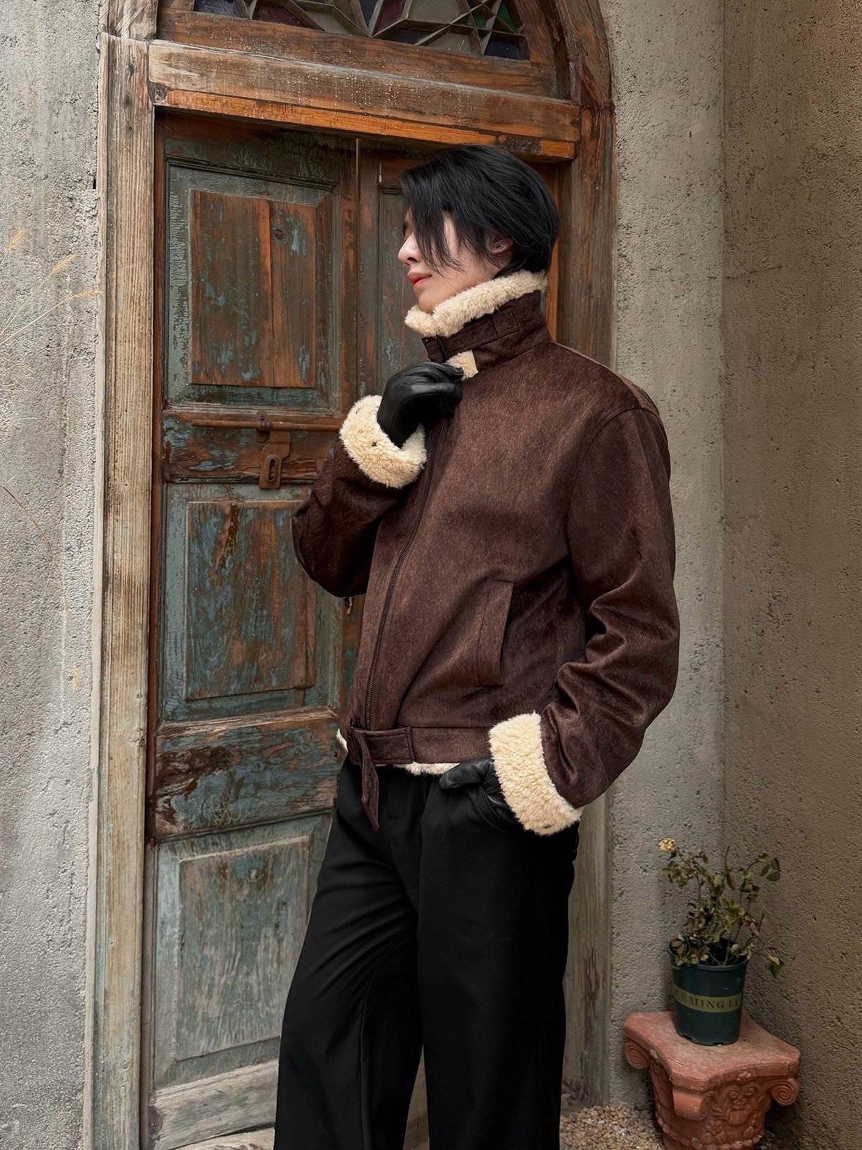 BALITONE Warm Silk Cotton Filled Cleanfit Brown Casual Youth Zipper Puffer Jackets
