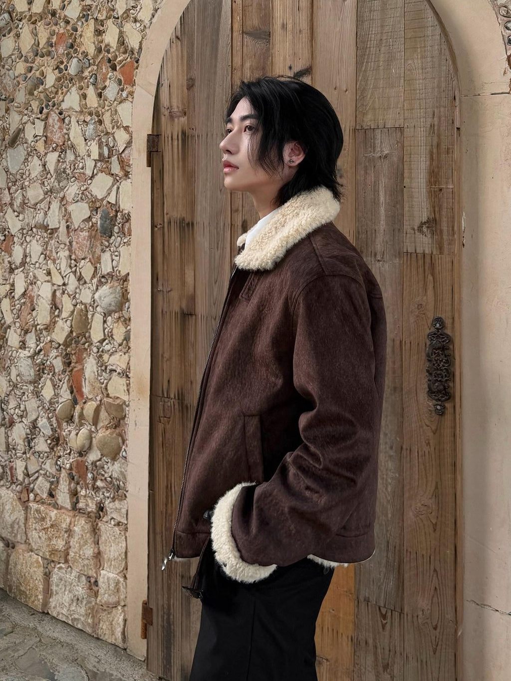 BALITONE Warm Silk Cotton Filled Cleanfit Brown Casual Youth Zipper Puffer Jackets