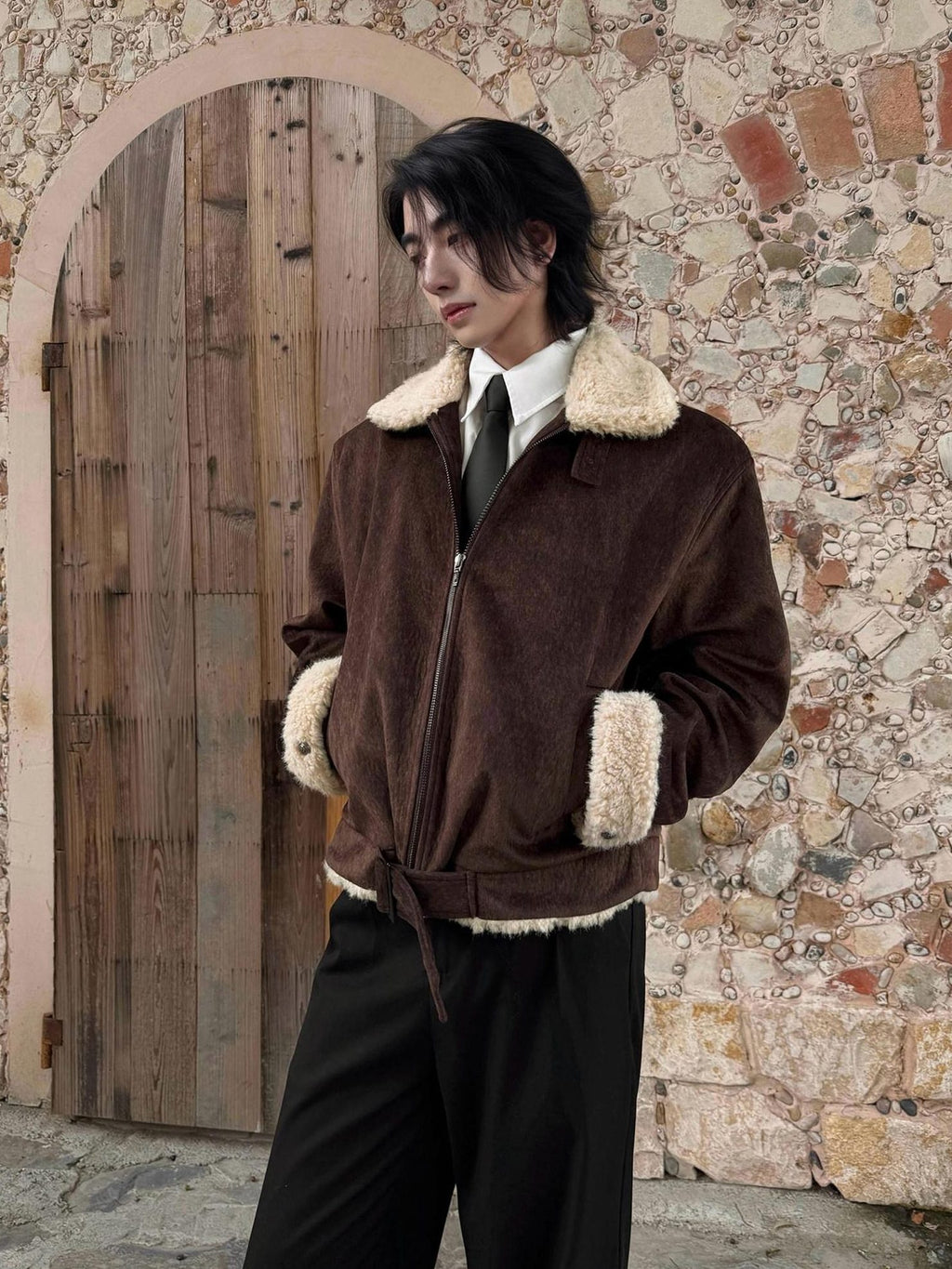 BALITONE Warm Silk Cotton Filled Cleanfit Brown Casual Youth Zipper Puffer Jackets