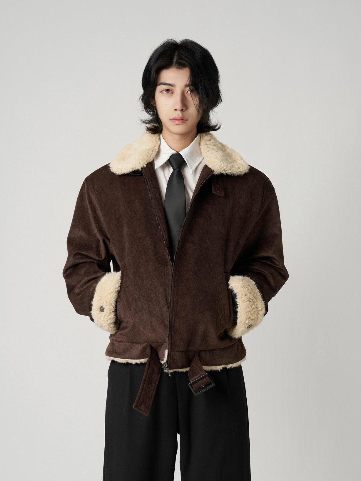 BALITONE Warm Silk Cotton Filled Cleanfit Brown Casual Youth Zipper Puffer Jackets