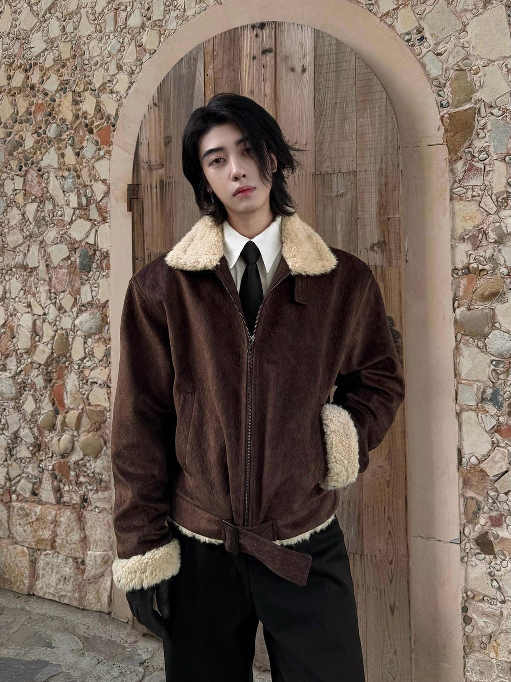 BALITONE Warm Silk Cotton Filled Cleanfit Brown Casual Youth Zipper Puffer Jackets