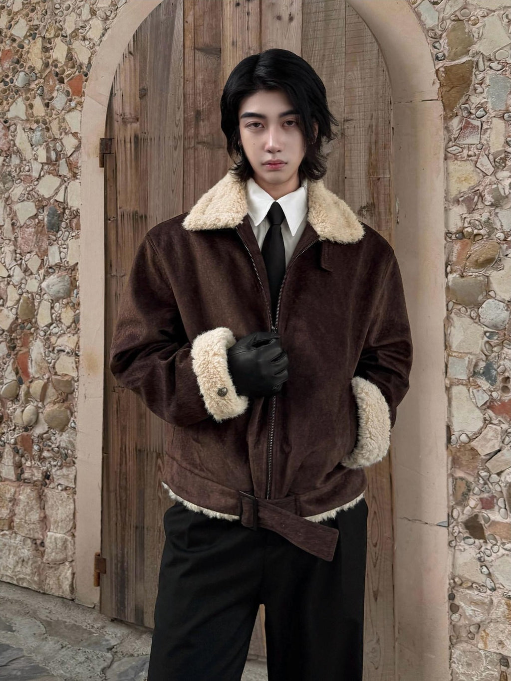 BALITONE Warm Silk Cotton Filled Cleanfit Brown Casual Youth Zipper Puffer Jackets
