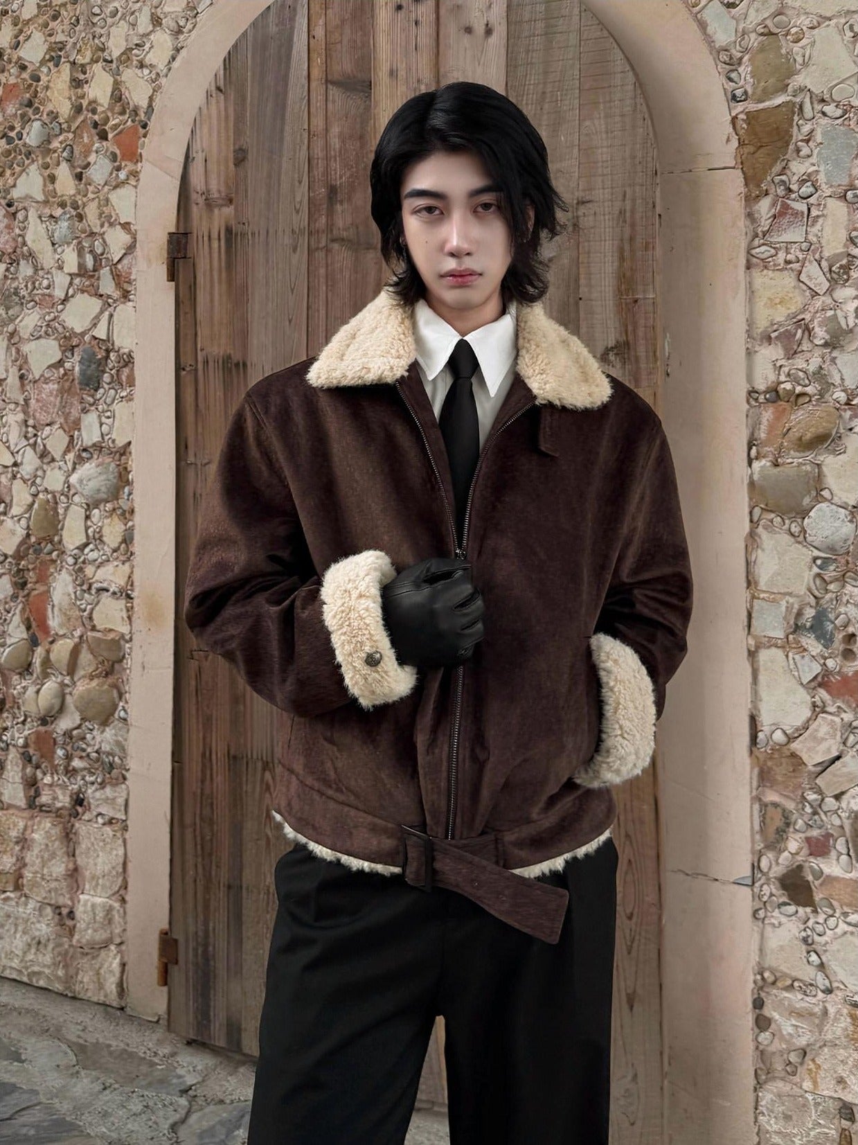 BALITONE Warm Silk Cotton Filled Cleanfit Brown Casual Youth Zipper Puffer Jackets