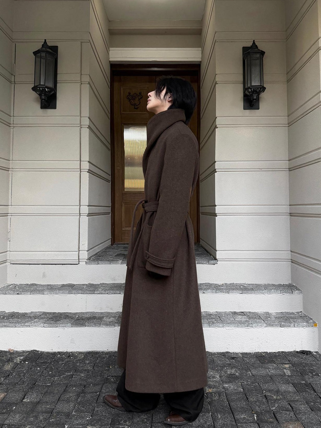 BALITONE Warm Wrinkle Free Oversized Metal Trim Unisex Wool Blend Wool Coats