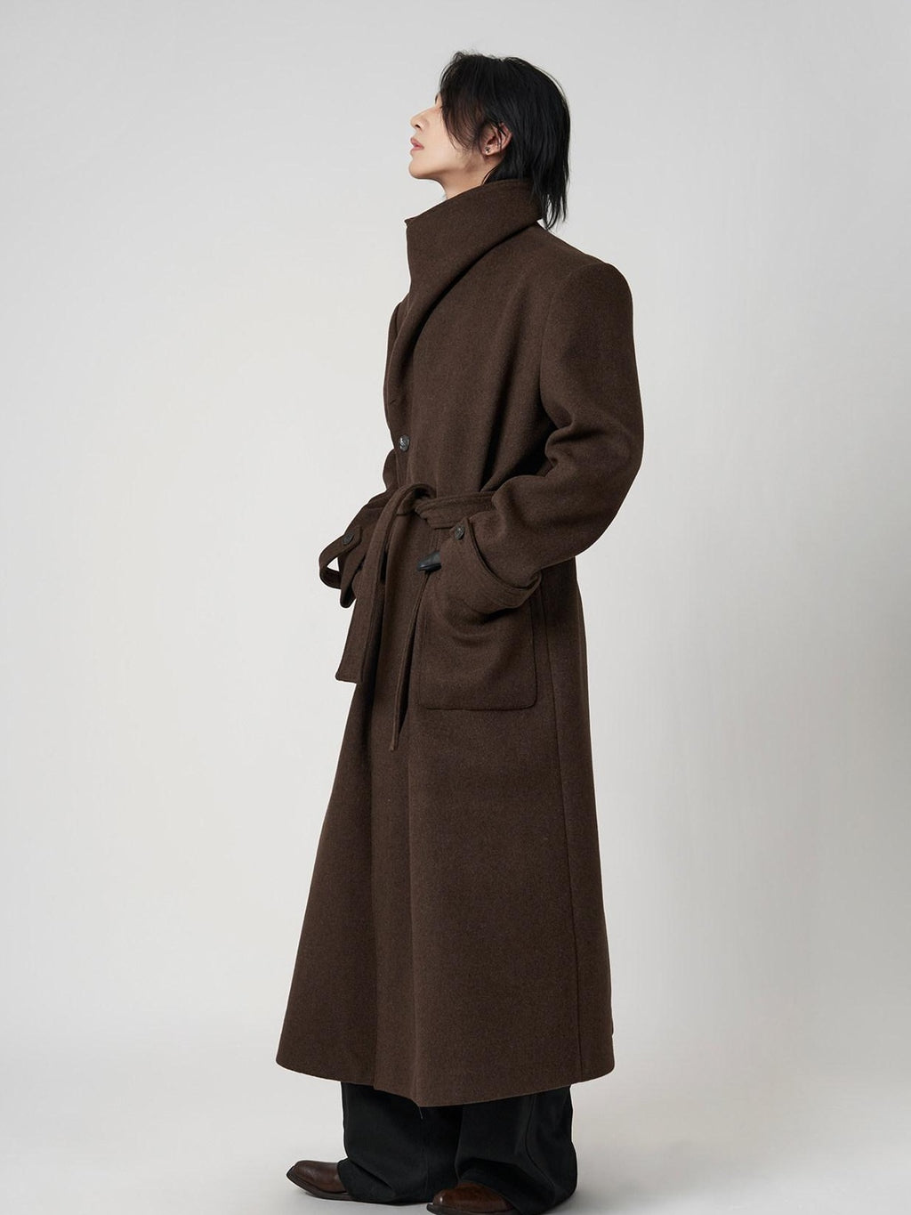 BALITONE Warm Wrinkle Free Oversized Metal Trim Unisex Wool Blend Wool Coats