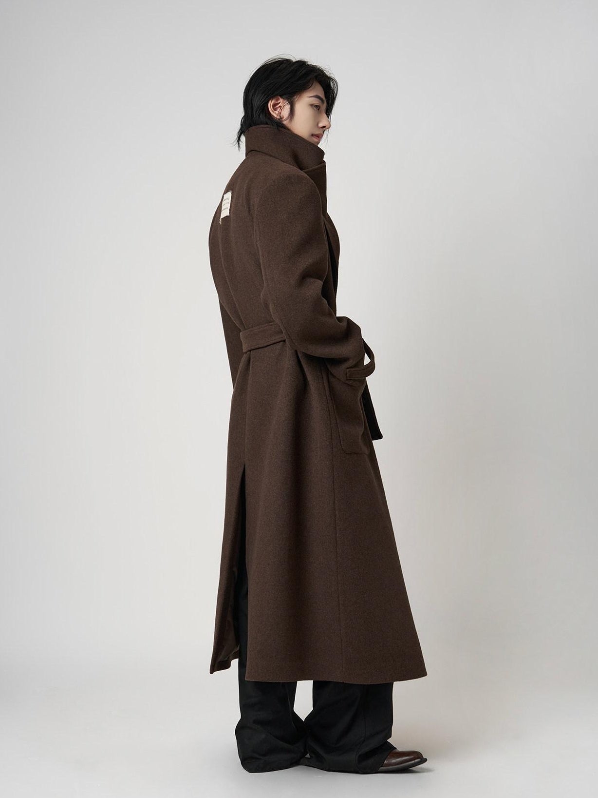 BALITONE Warm Wrinkle Free Oversized Metal Trim Unisex Wool Blend Wool Coats