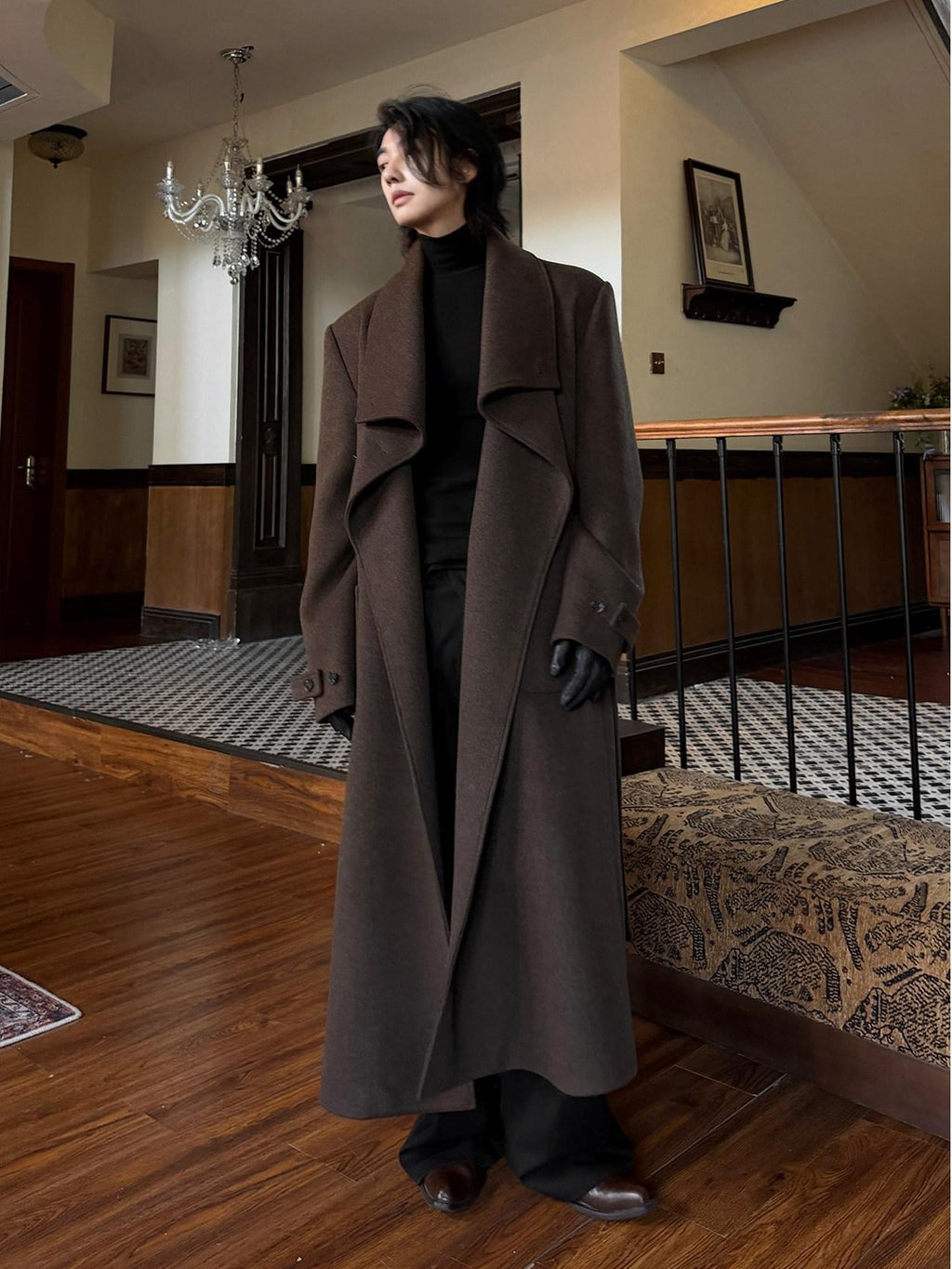 BALITONE Warm Wrinkle Free Oversized Metal Trim Unisex Wool Blend Wool Coats