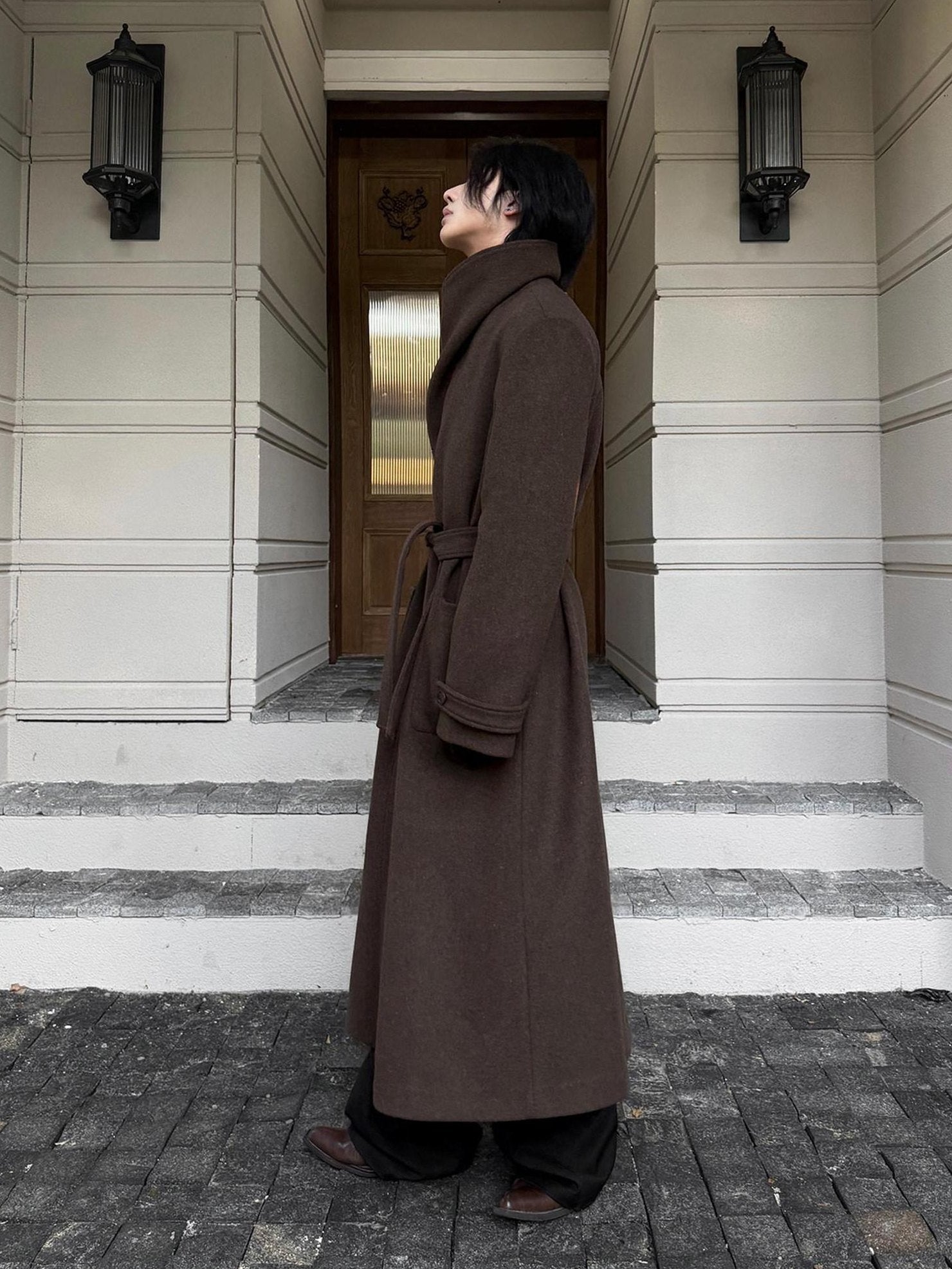 BALITONE Warm Wrinkle Free Oversized Metal Trim Unisex Wool Blend Wool Coats