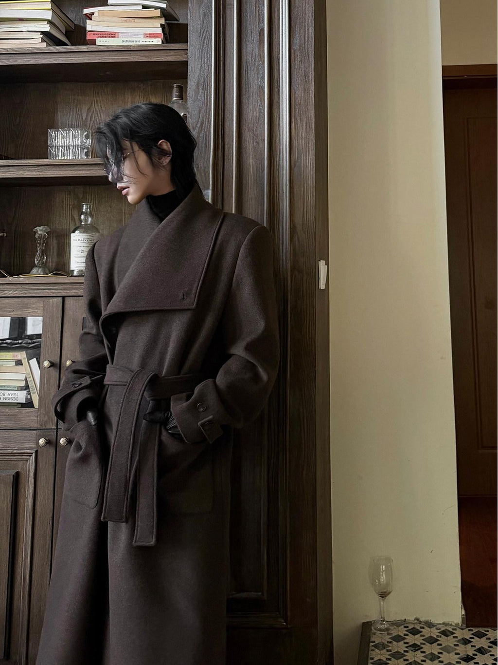 BALITONE Warm Wrinkle Free Oversized Metal Trim Unisex Wool Blend Wool Coats