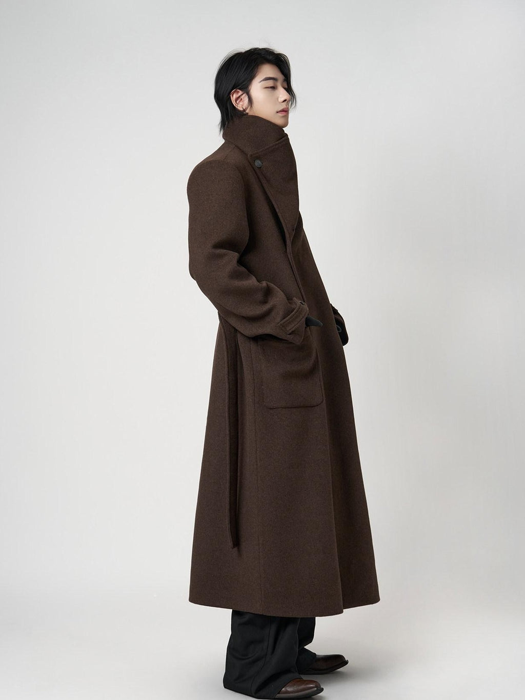 BALITONE Warm Wrinkle Free Oversized Metal Trim Unisex Wool Blend Wool Coats