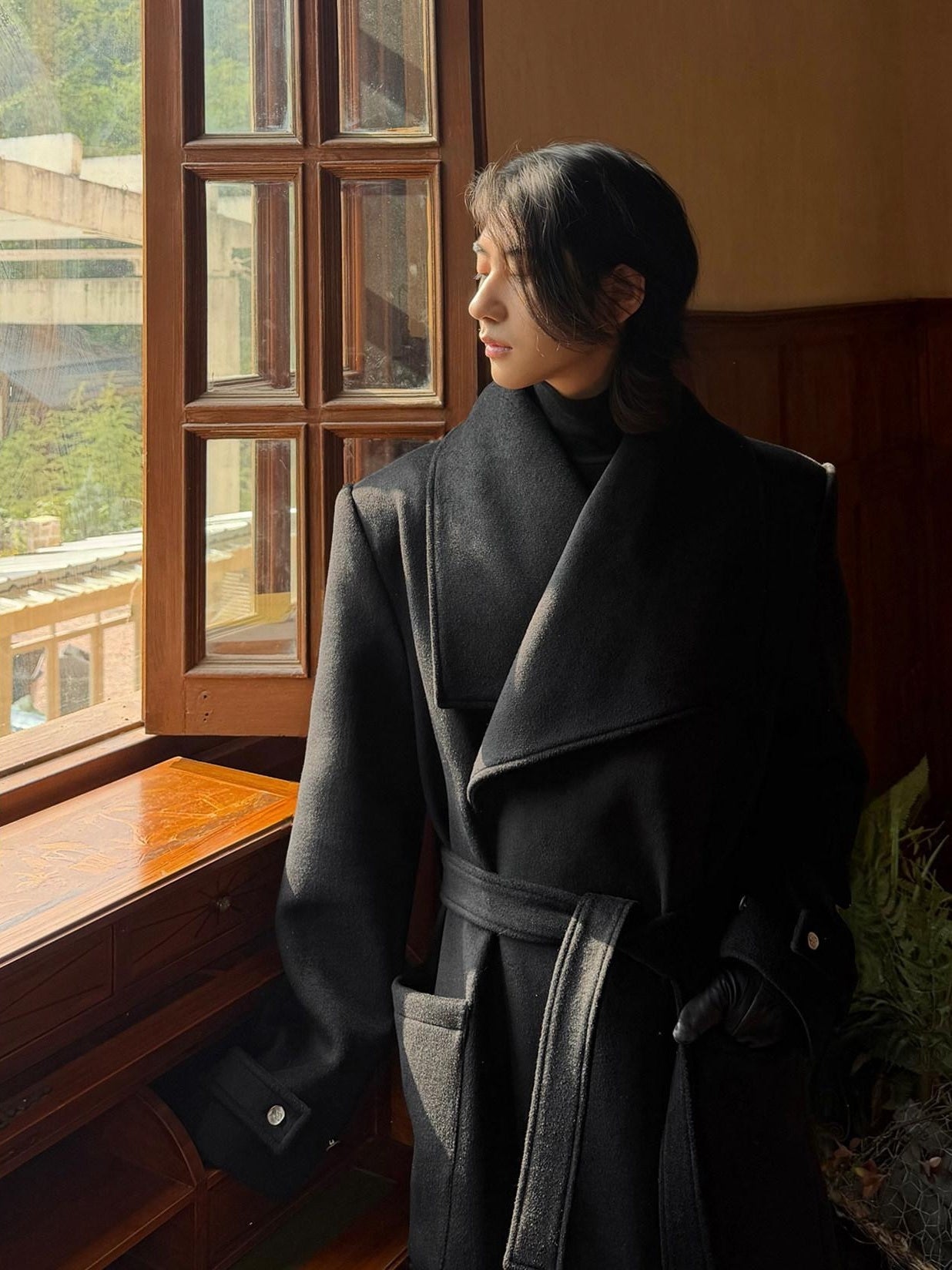 BALITONE Warm Wrinkle Free Oversized Urban Longline Stand Collar Unisex Wool Coats