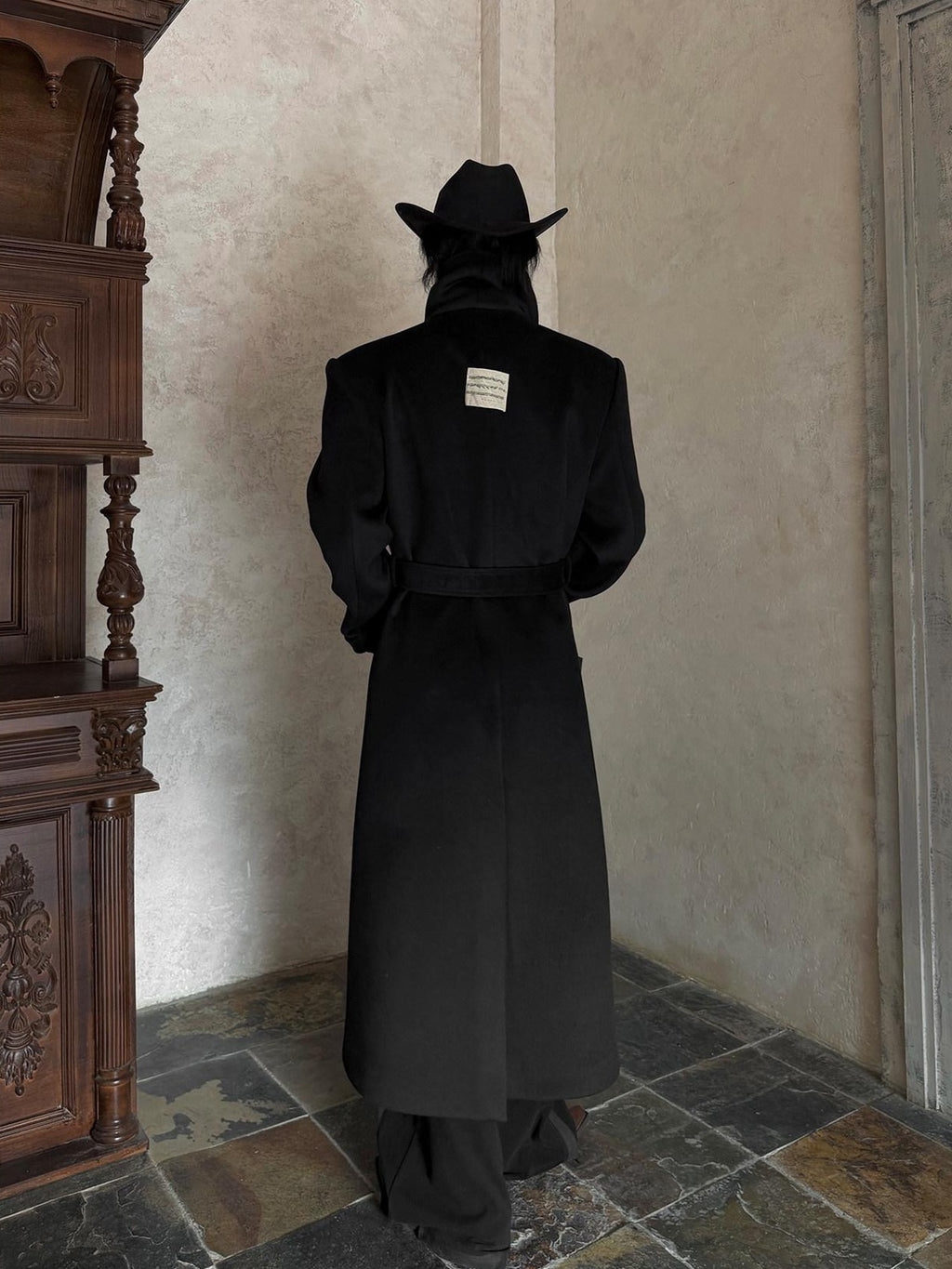 BALITONE Warm Wrinkle Free Oversized Urban Longline Stand Collar Unisex Wool Coats