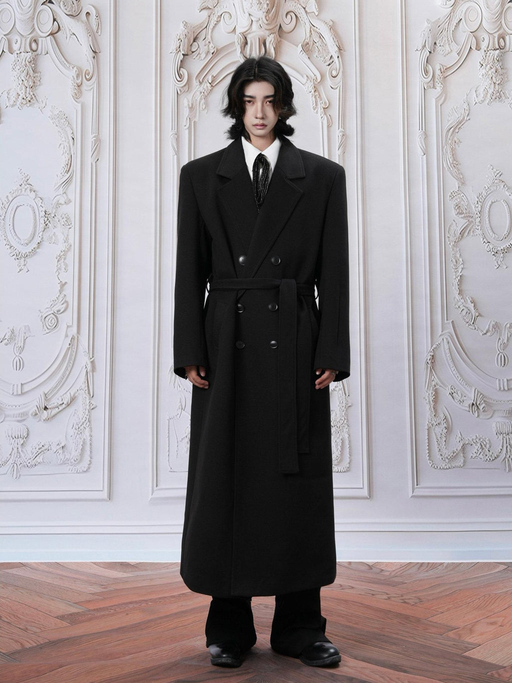 BALITONE Warm Wrinkle Resistant Woolen Long Double Breasted Notch Lapel Youth Overcoats