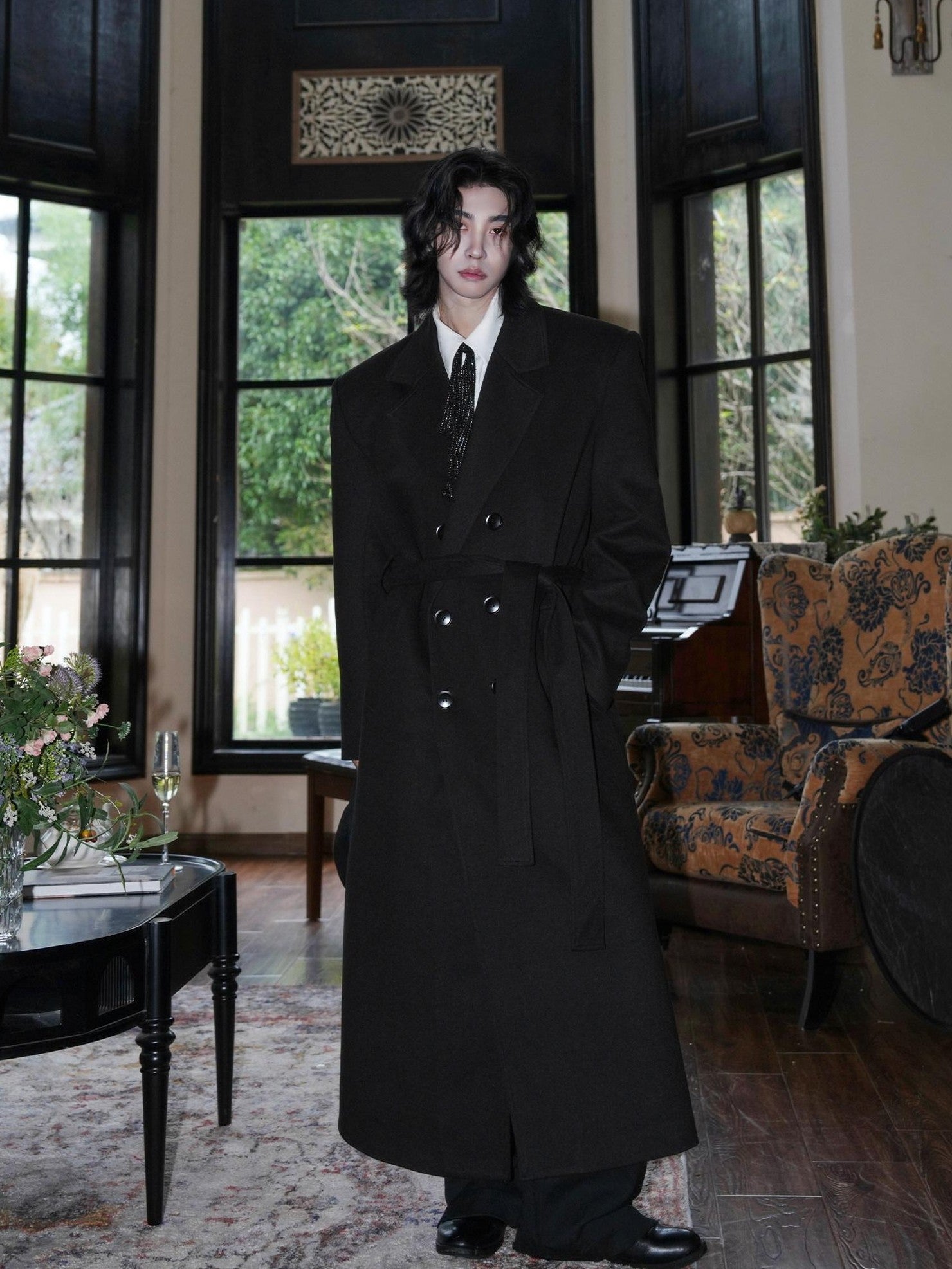 BALITONE Warm Wrinkle Resistant Woolen Long Double Breasted Notch Lapel Youth Overcoats