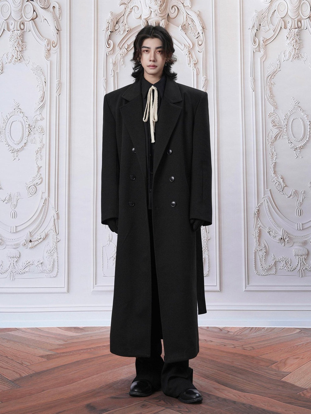 BALITONE Warm Wrinkle Resistant Woolen Long Double Breasted Notch Lapel Youth Overcoats