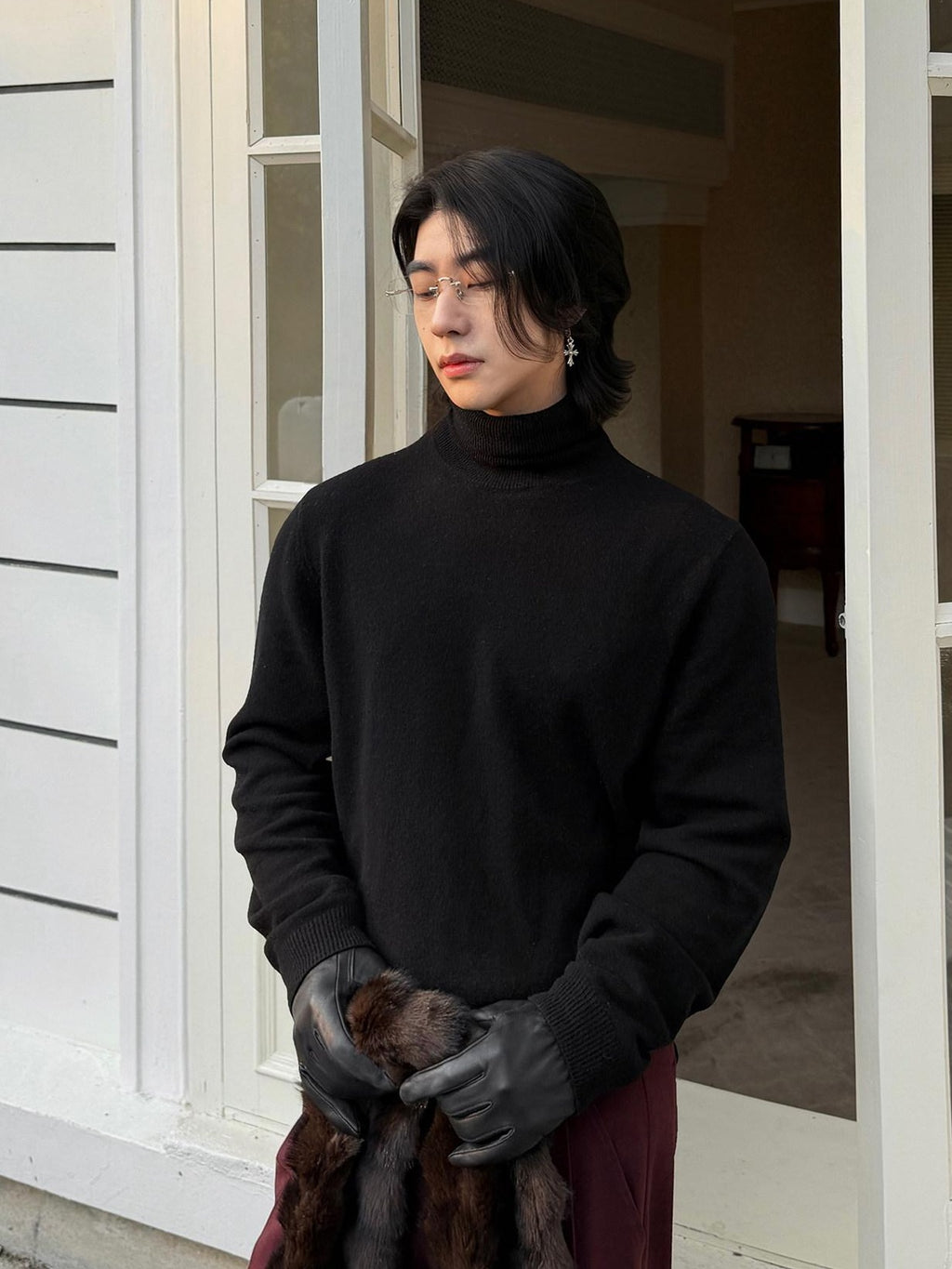 BALITONE Wool Cashmere Blend Wrinkle Free Slim Fit Unisex Minimalist Turtleneck Sweaters