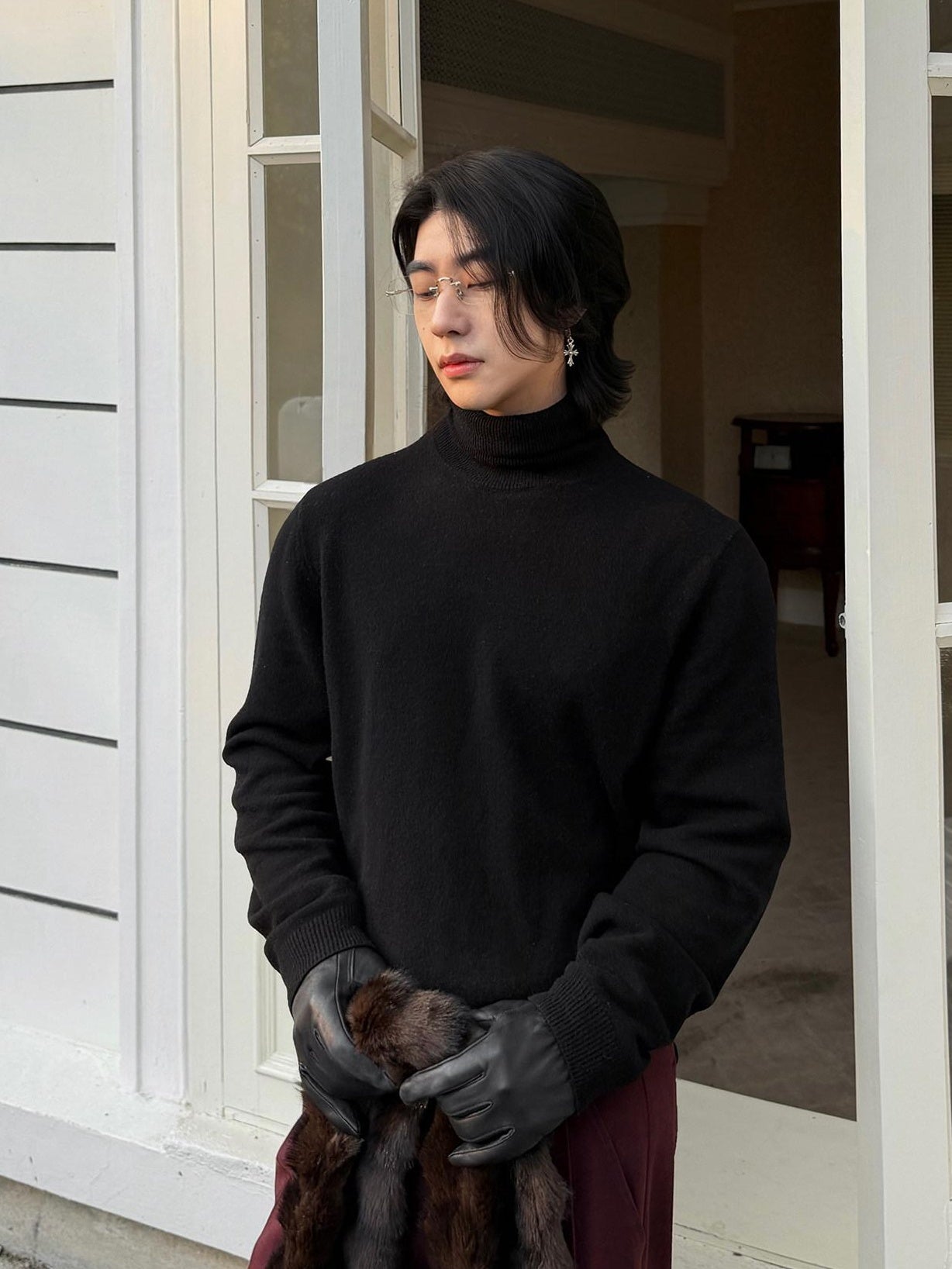BALITONE Wool Cashmere Blend Wrinkle Free Slim Fit Unisex Minimalist Turtleneck Sweaters