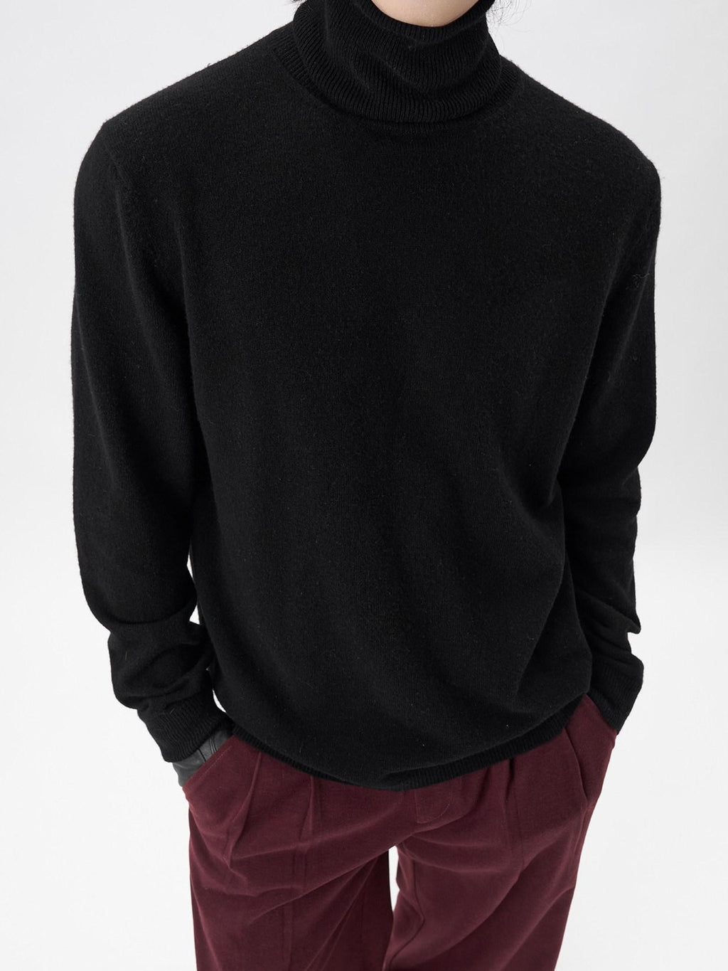 BALITONE Wool Cashmere Blend Wrinkle Free Slim Fit Unisex Minimalist Turtleneck Sweaters