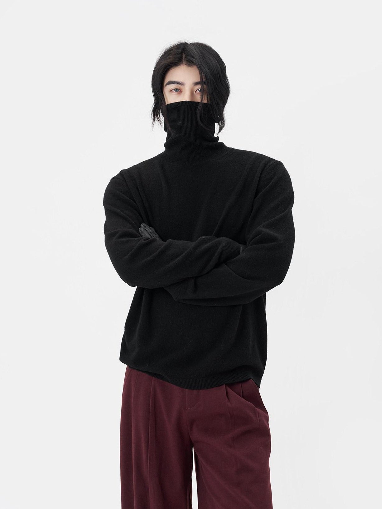 BALITONE Wool Cashmere Blend Wrinkle Free Slim Fit Unisex Minimalist Turtleneck Sweaters