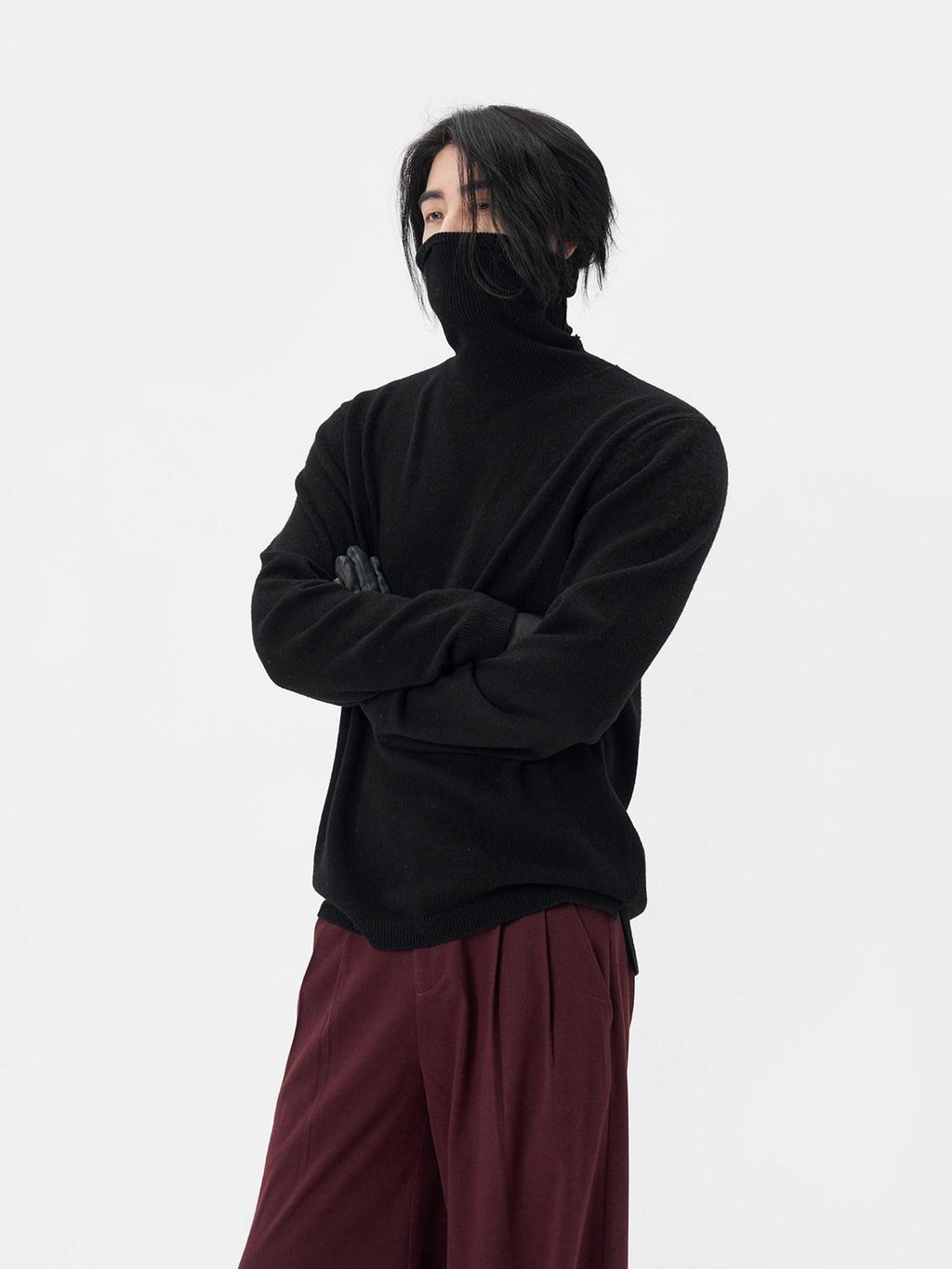 BALITONE Wool Cashmere Blend Wrinkle Free Slim Fit Unisex Minimalist Turtleneck Sweaters