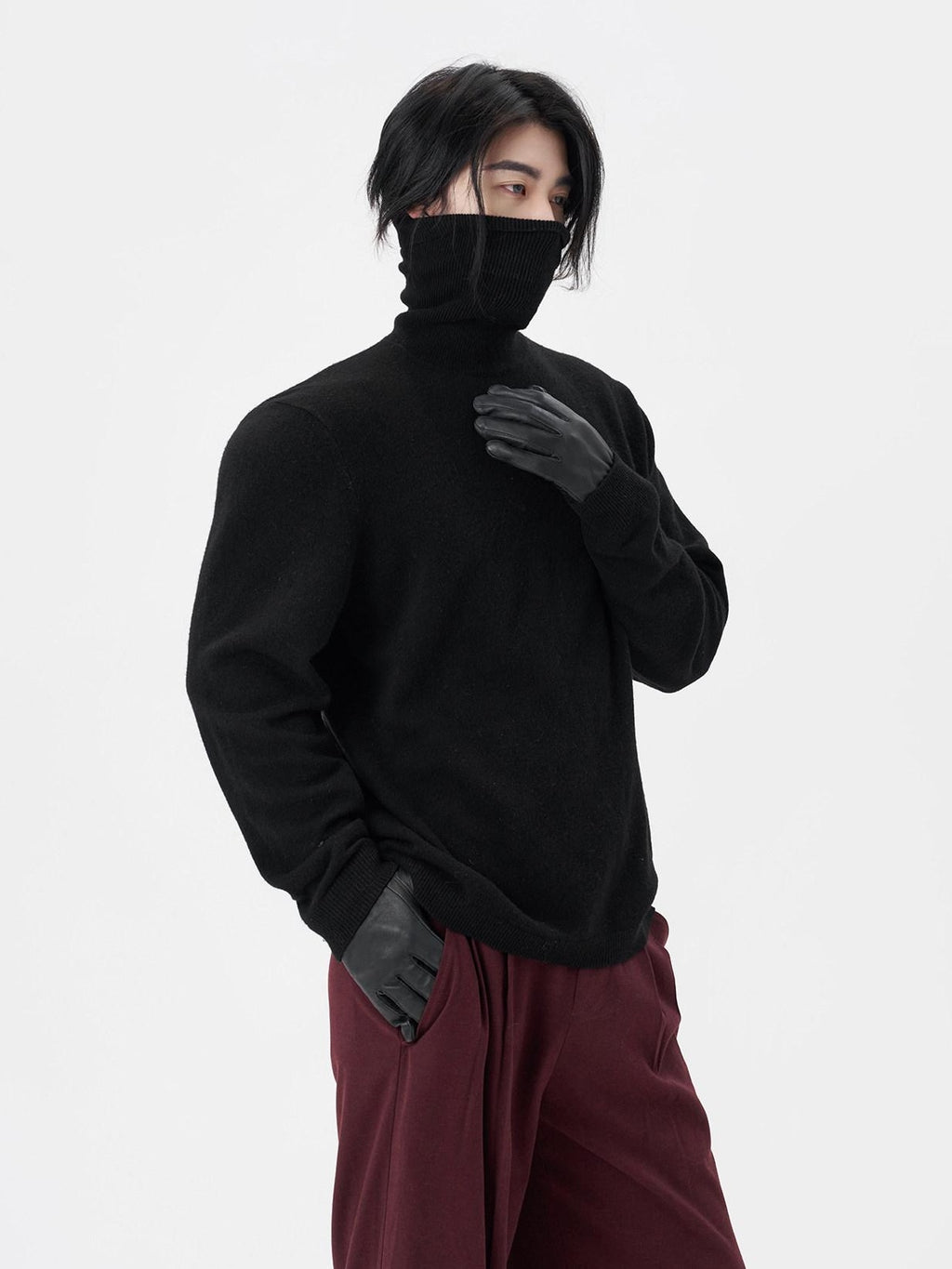 BALITONE Wool Cashmere Blend Wrinkle Free Slim Fit Unisex Minimalist Turtleneck Sweaters